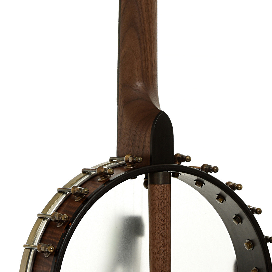 Neck joint of Ode Magician 11" Walnut Openback Banjo