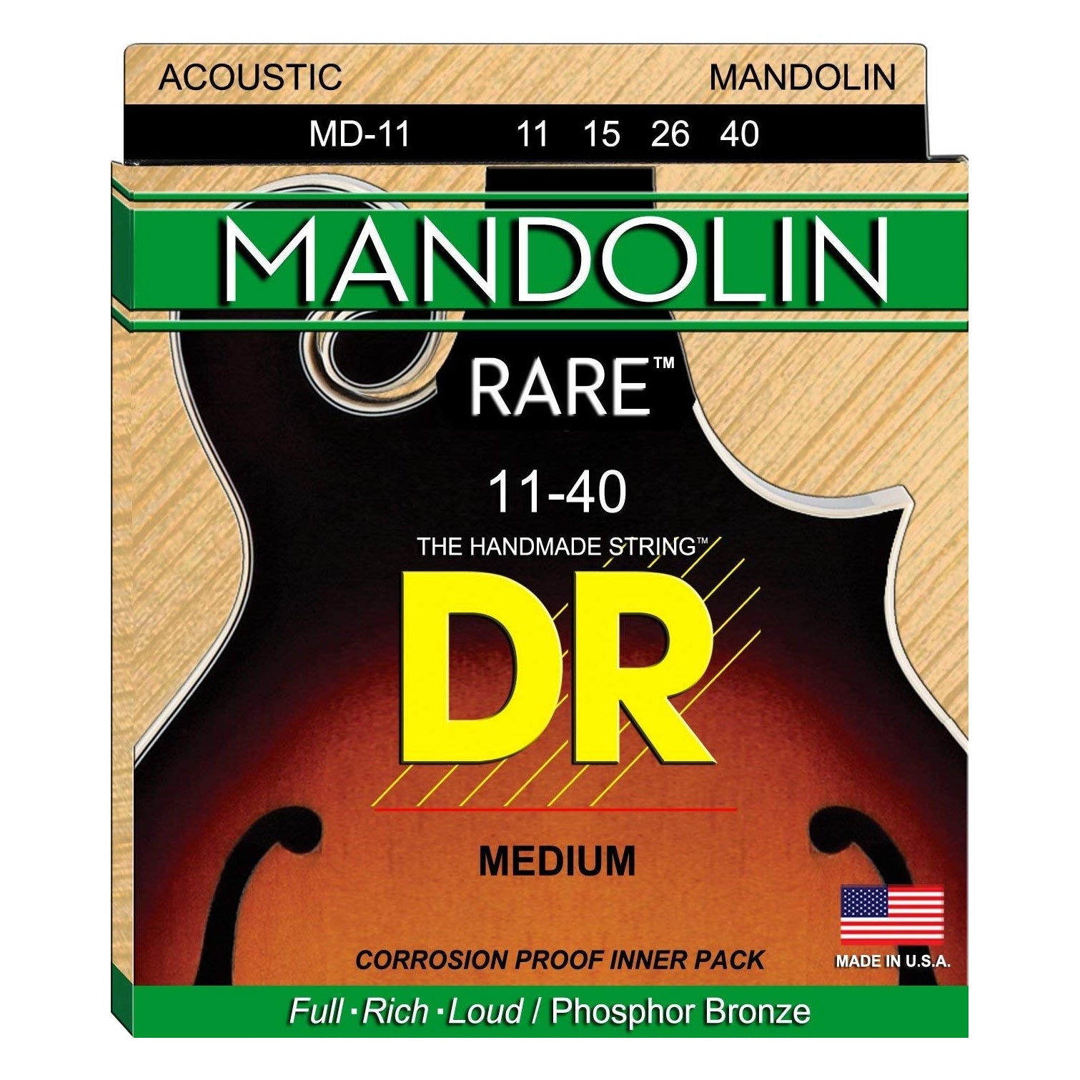 DR MD11 Rare Phosphor Bronze Mandolin Set