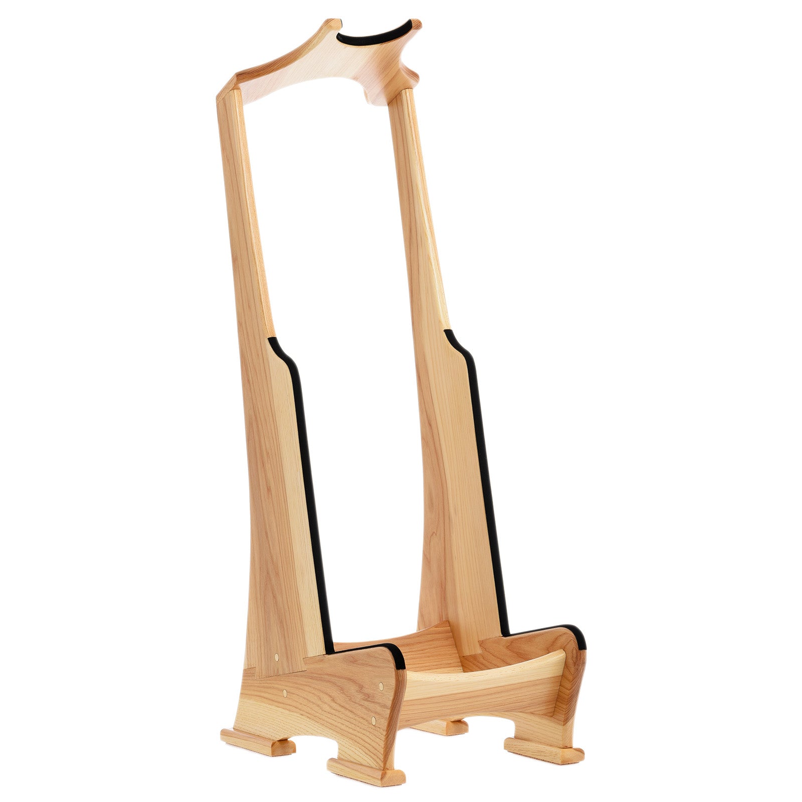 Front and side of Lee Murdock Studio Thinline Guitar Stand, Hickory