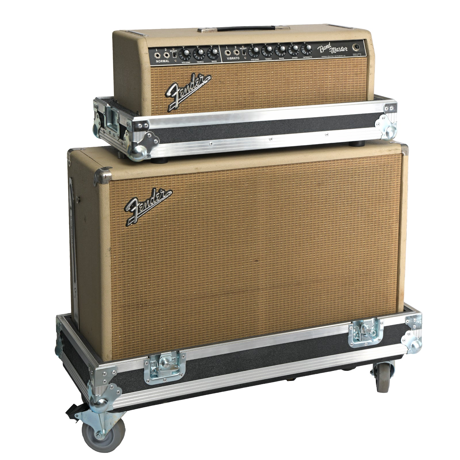 Full front and side of Fender Bandmaster Rig w/Roadcases (1964)