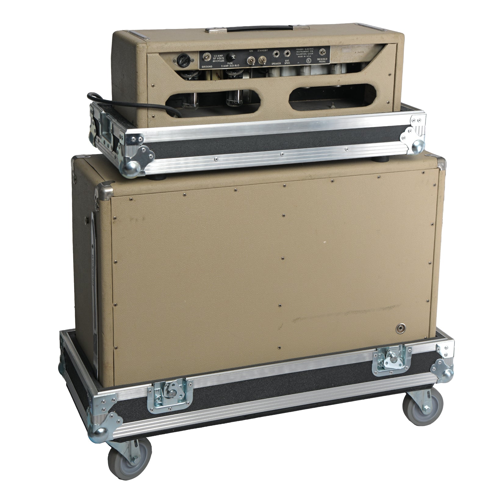 Back and side of Fender Bandmaster Rig w/Roadcases (1964)