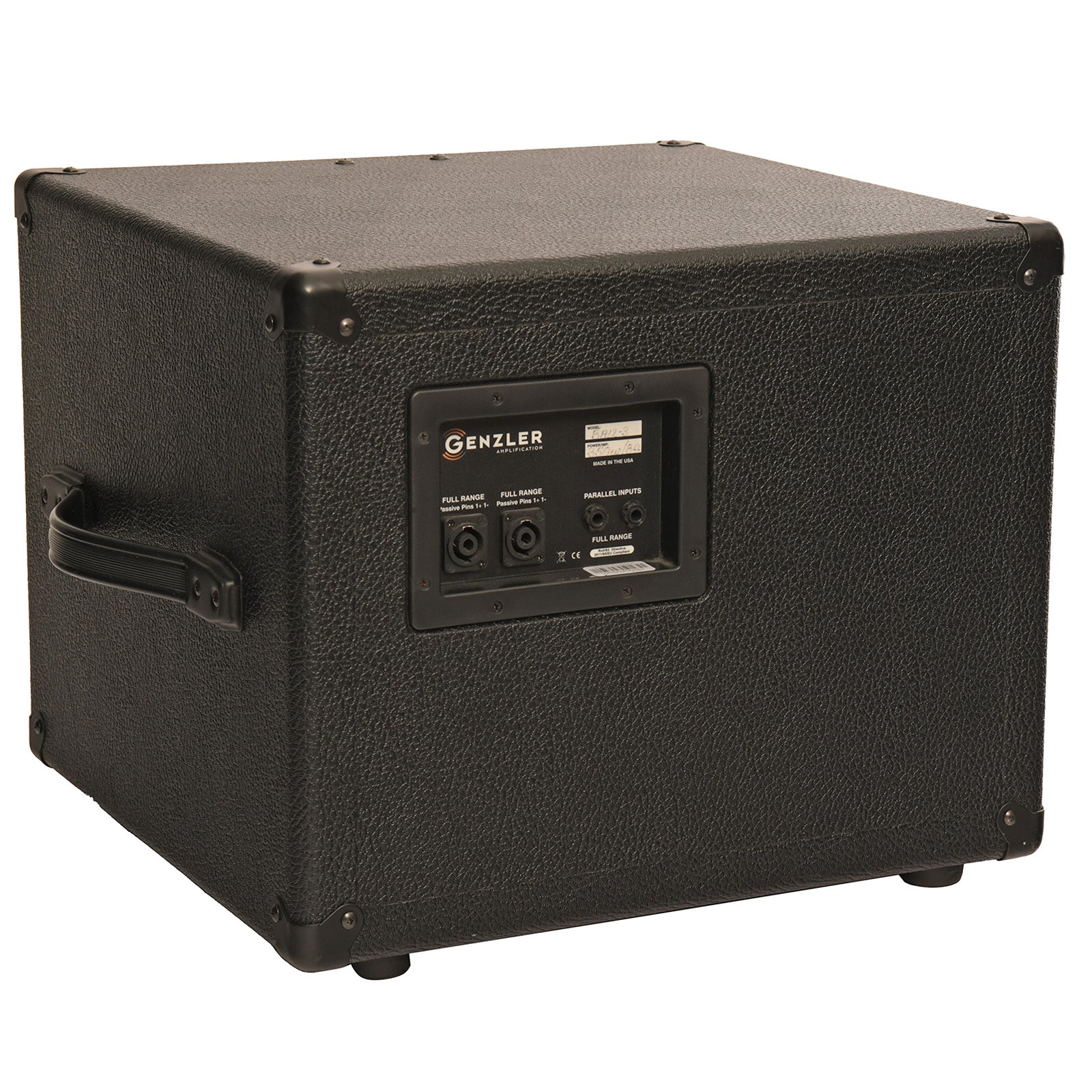 Back and side of Genzler Amplification BA12-3 Bass Array Speaker Cabinet