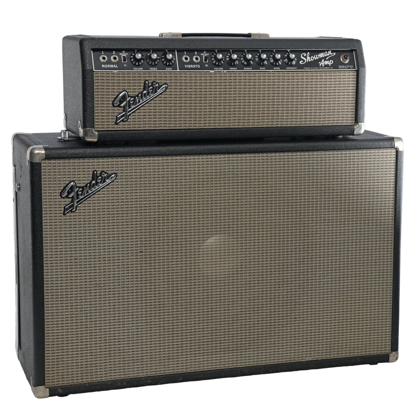 Front and side of Fender Showman Rig w/JBL 112 Cab