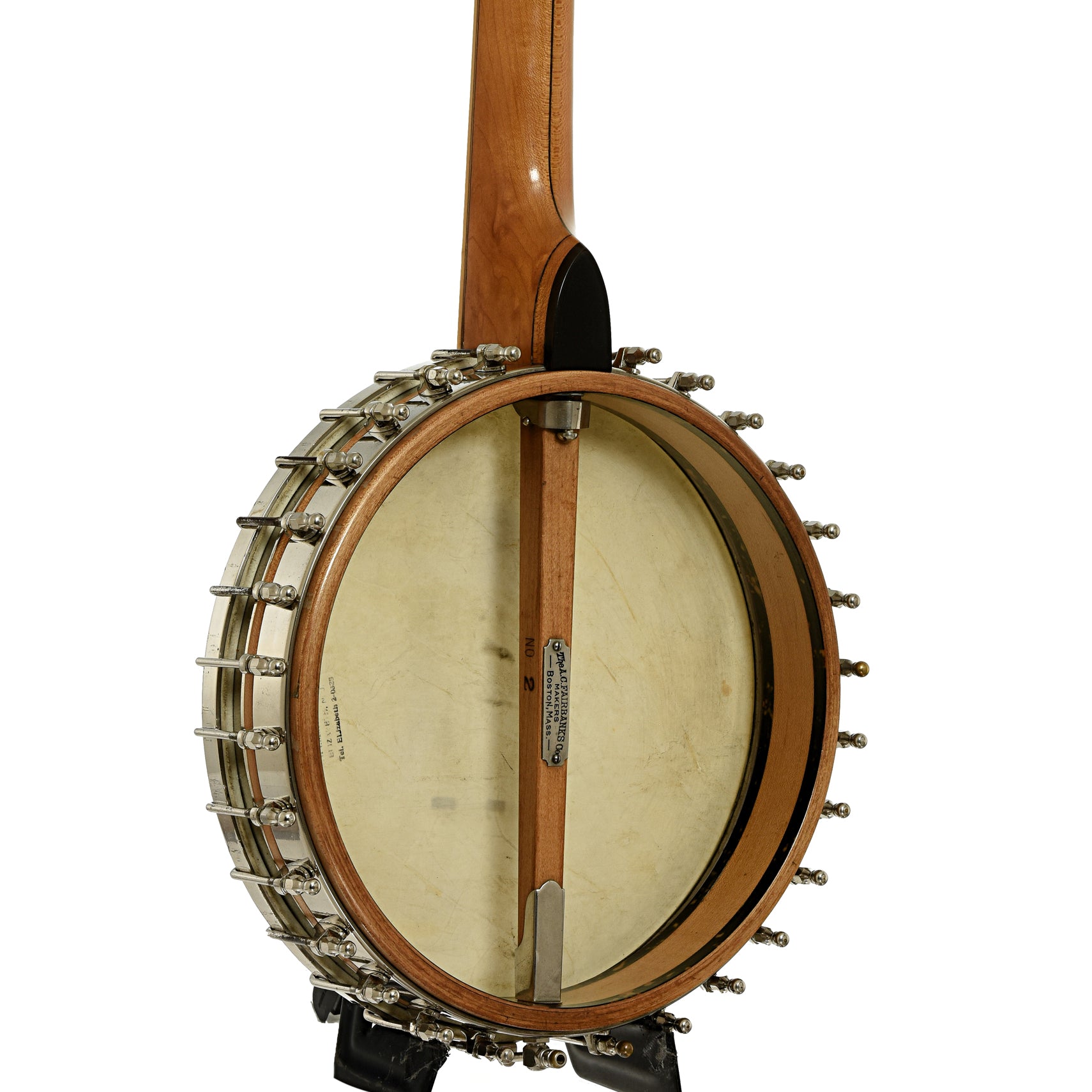 back and side of Fairbanks Whyte Laydie No.2 Open Back Banjo 