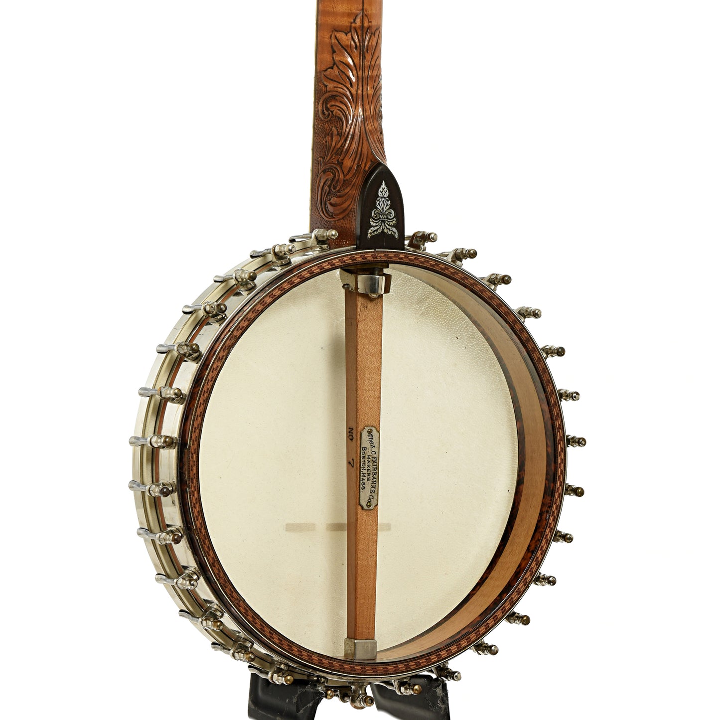 Back and side of Fairbanks Whyte Laydie No.7 Open Back Banjo
