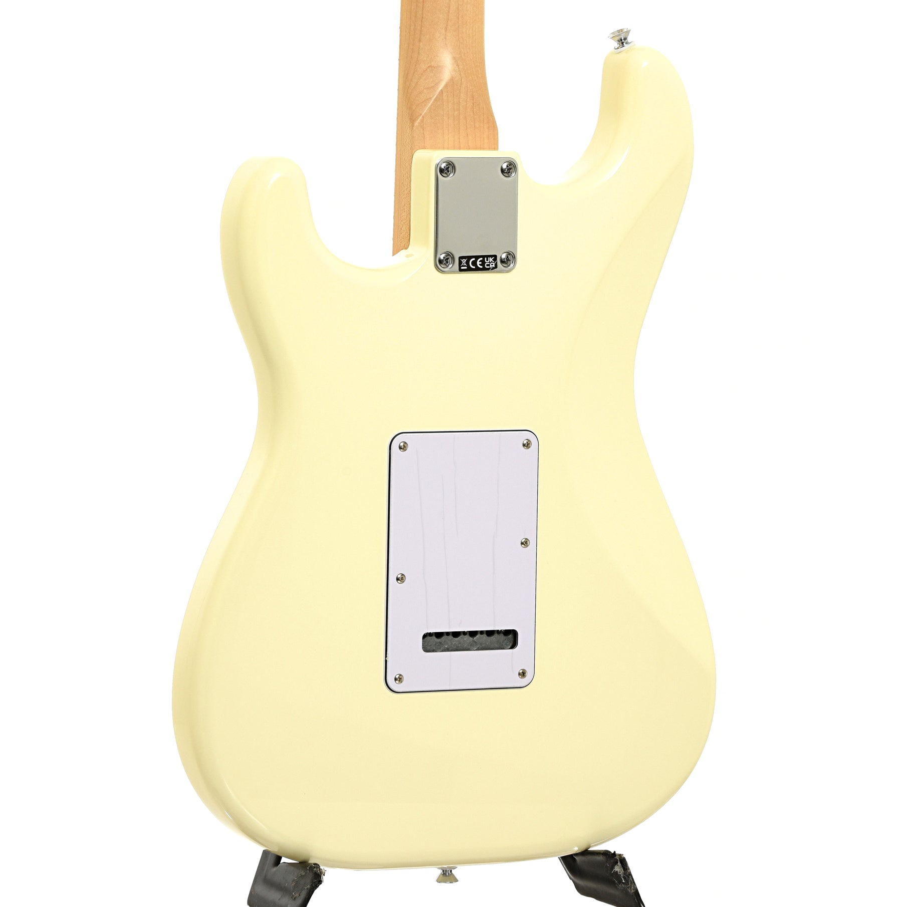 Back and side of Fender Standard Stratocaster Electric Guitar, Olympic White