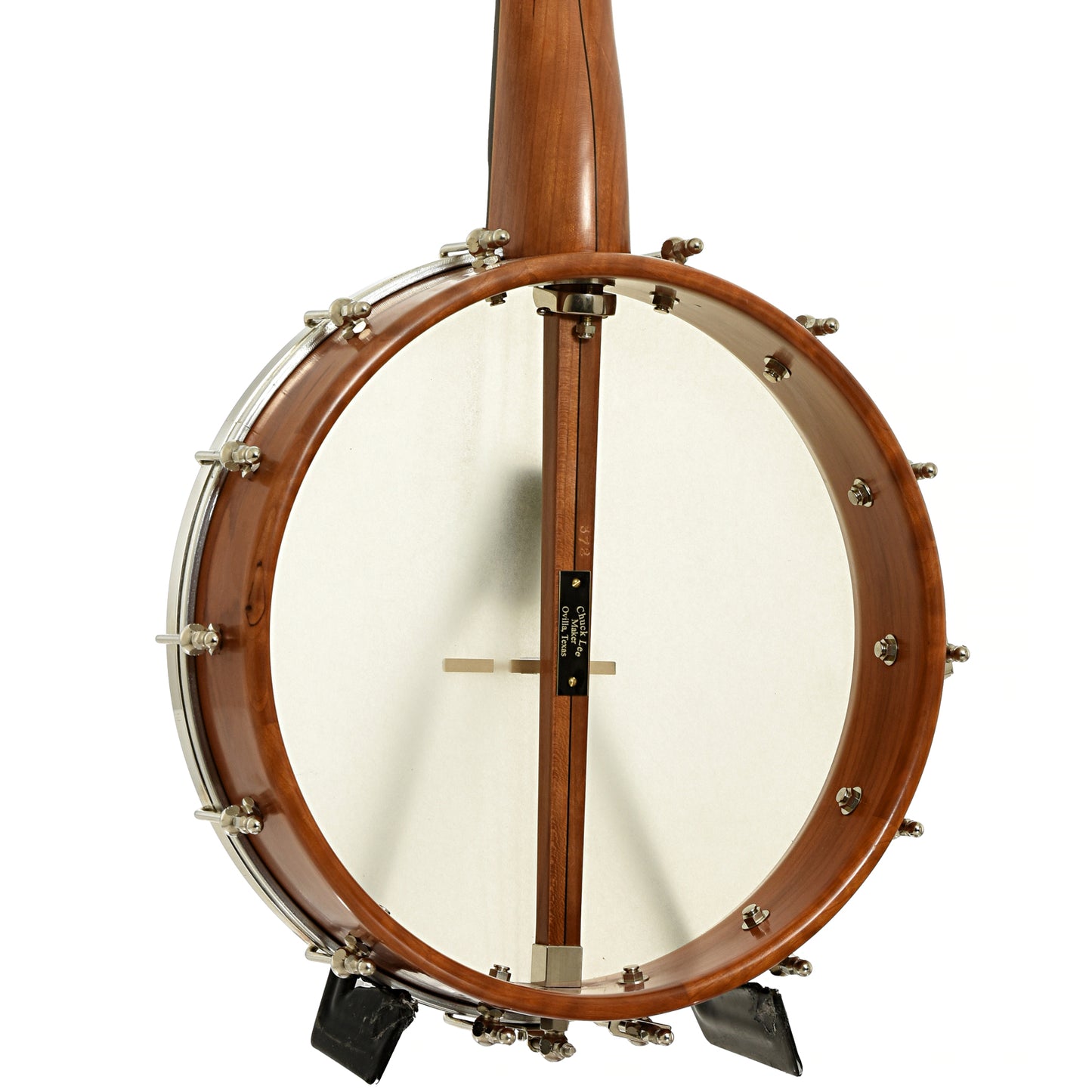 Back and side of Chuck Lee Ovilla 12" Open Back Banjo 