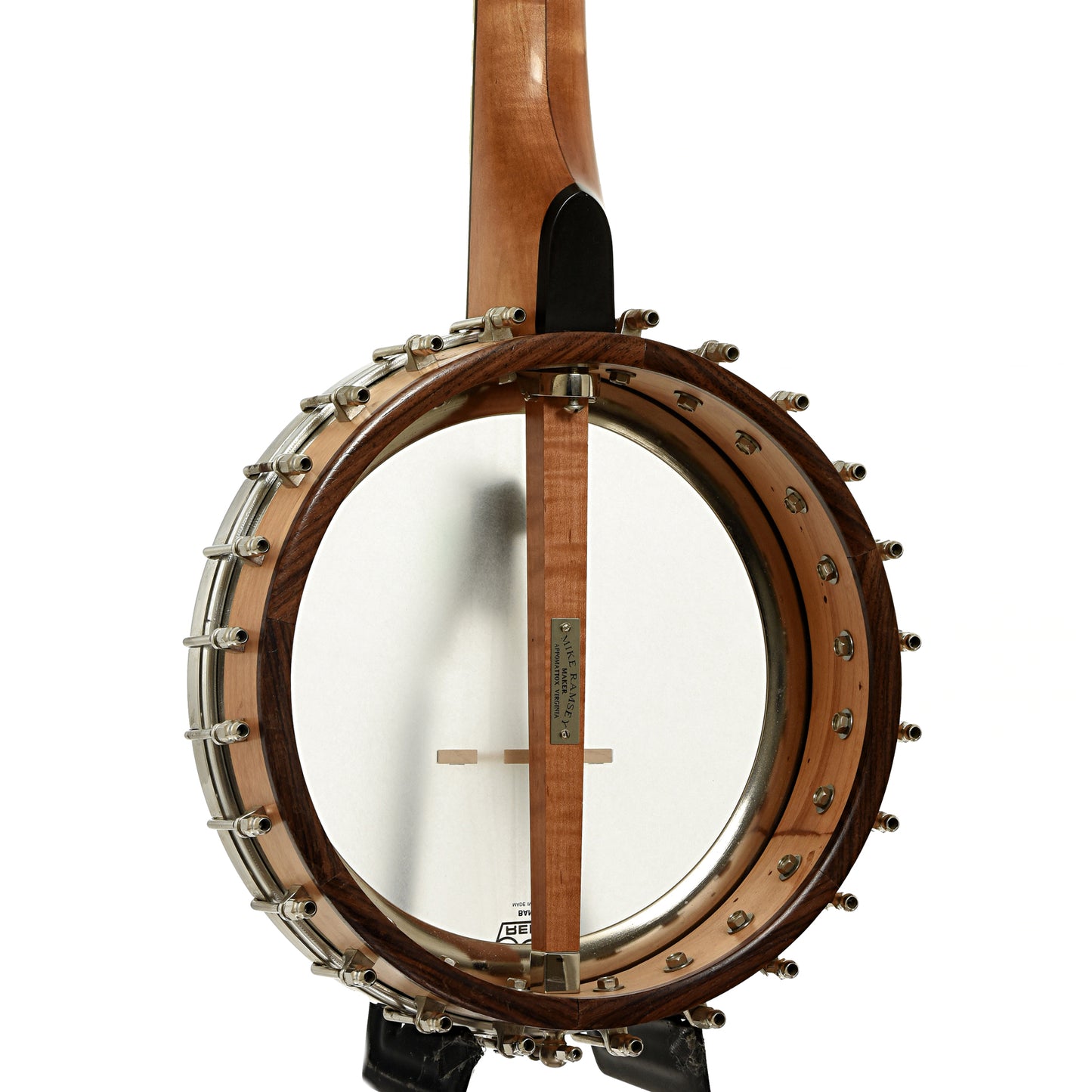 Back and side of Mike Ramsey Bacon Model Open Back Banjo