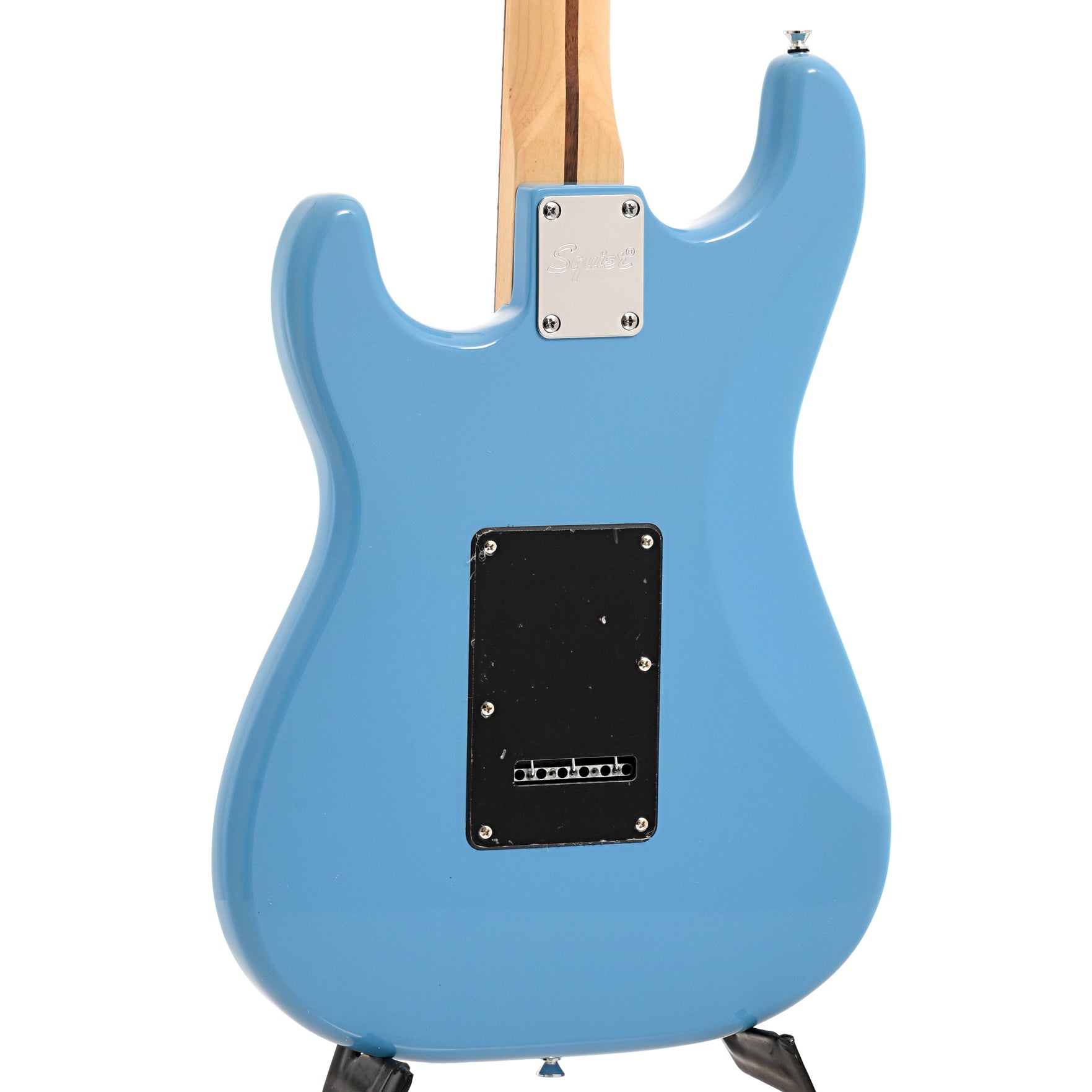 Back and side of Squier Sonic Stratocaster, California Blue