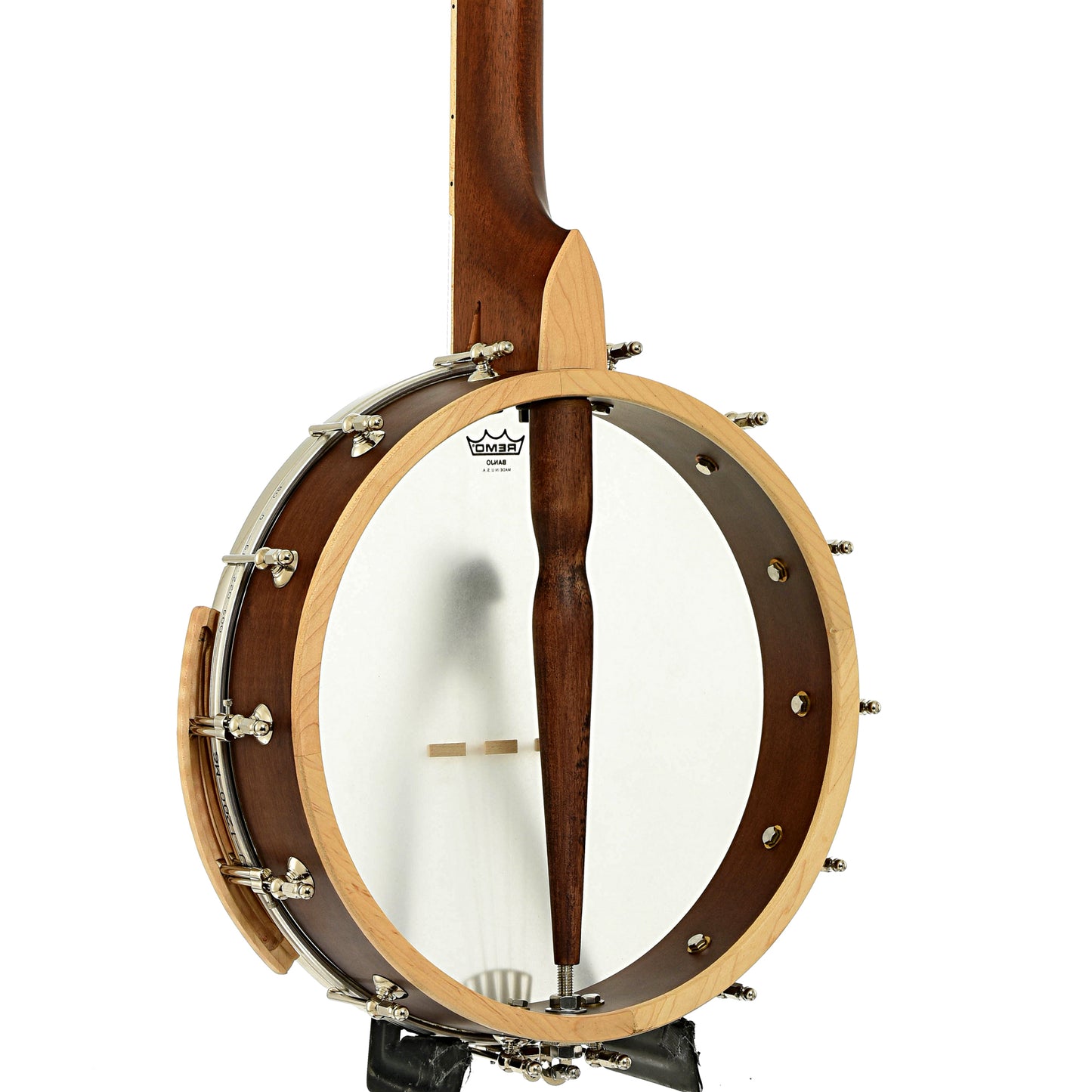 Back and side of Gold Tone Lefthanded HM-100 High Moon Openback Banjo 