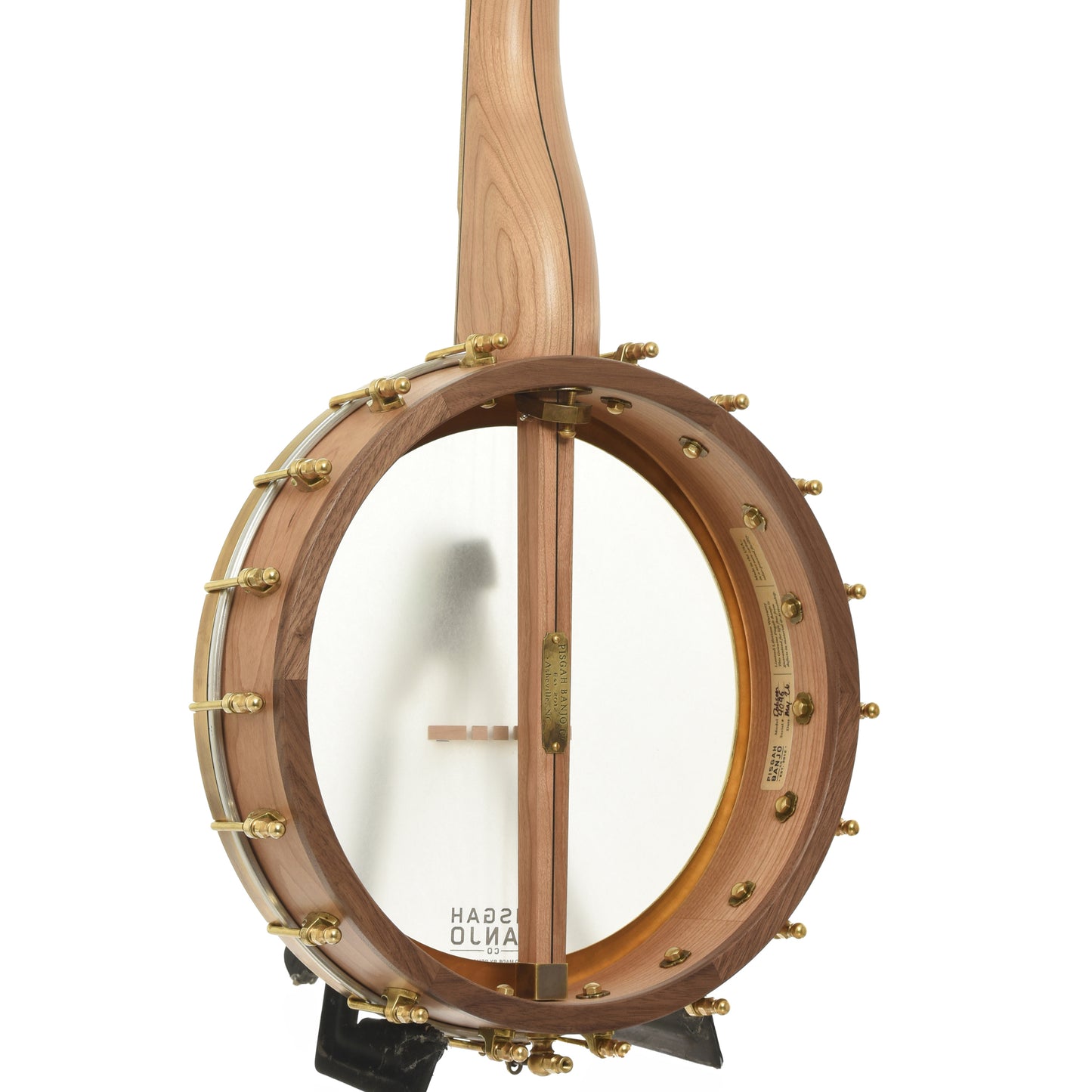 Back and side of Pisgah Appalachian 11in Short Scale Openback Banjo & Gigbag, Walnut