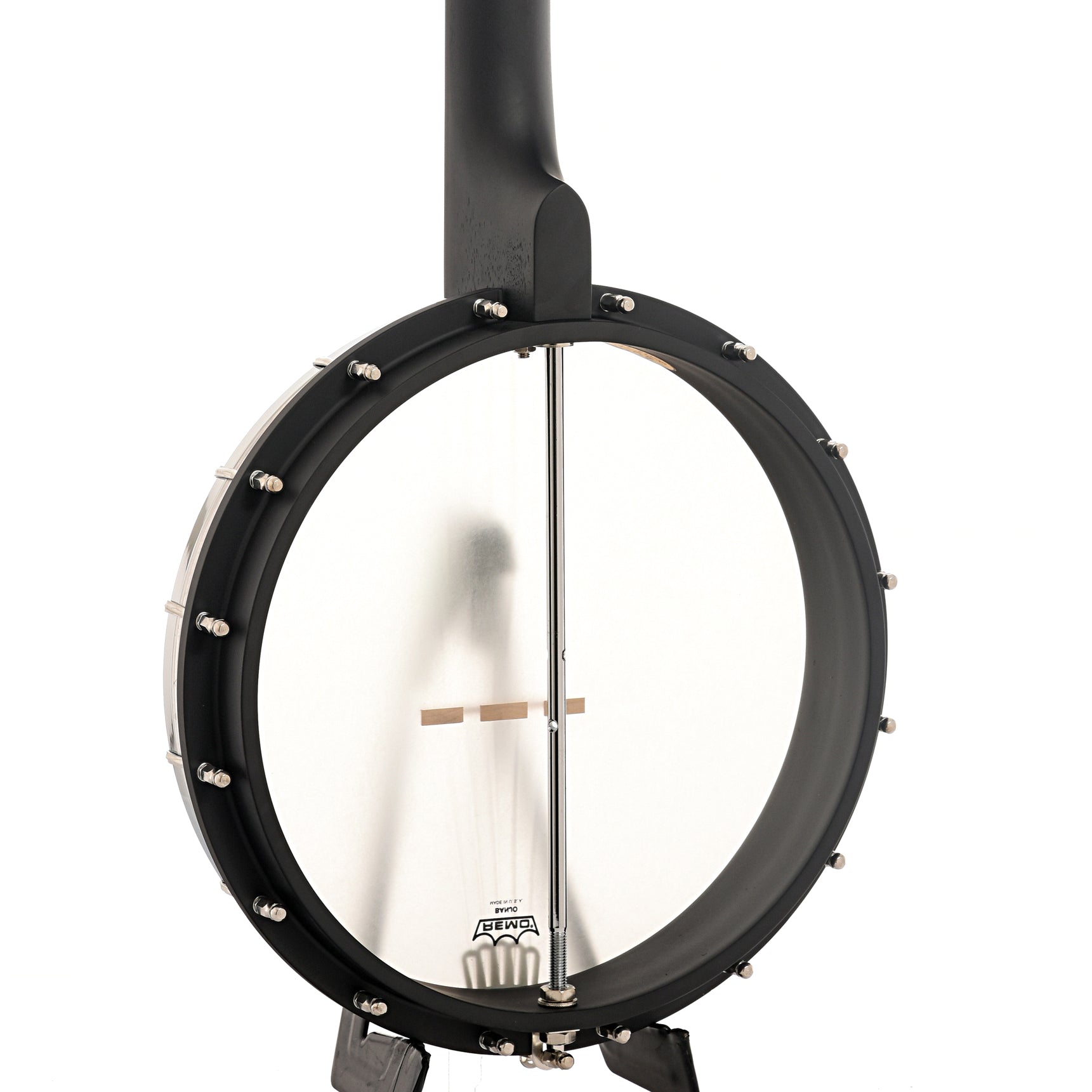 Back and side of Gold Tone AC-12FL 12" Fretless Openback Banjo 