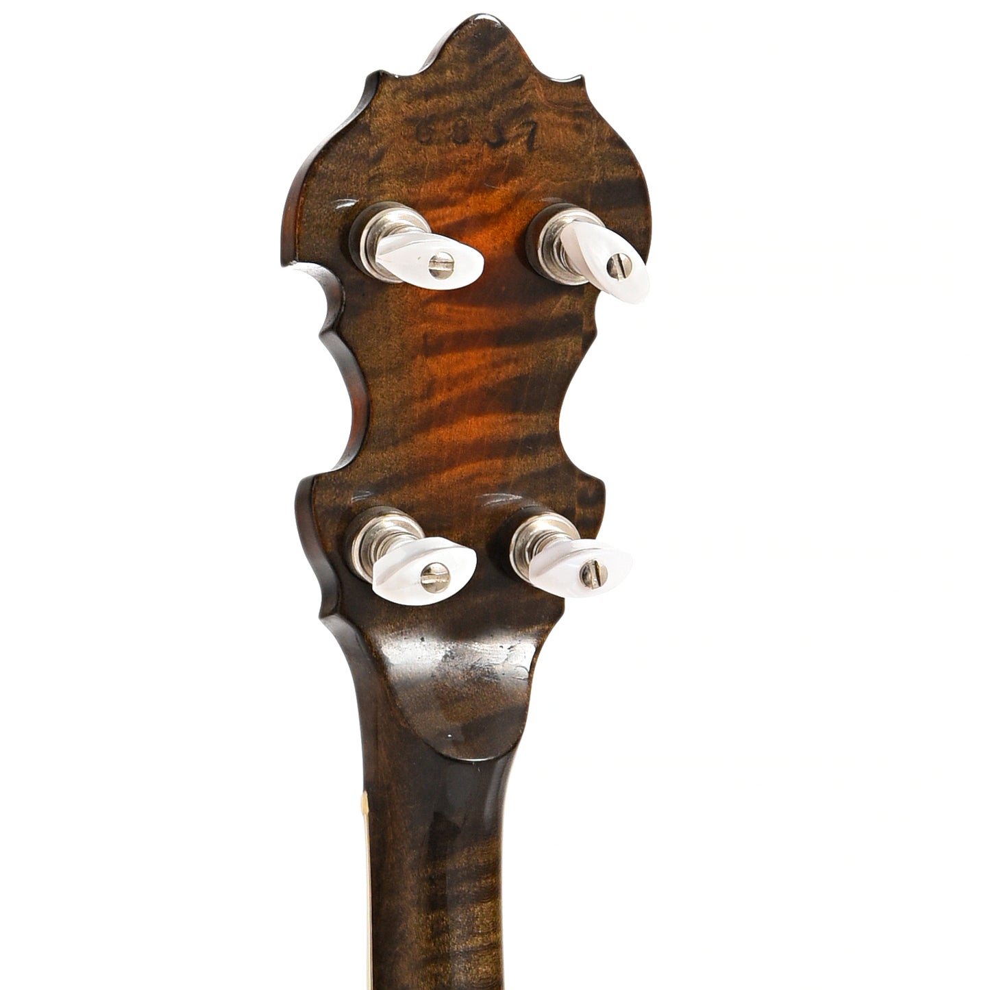 Back headstock of Deering Golden Era Resonator Banjo (1998)