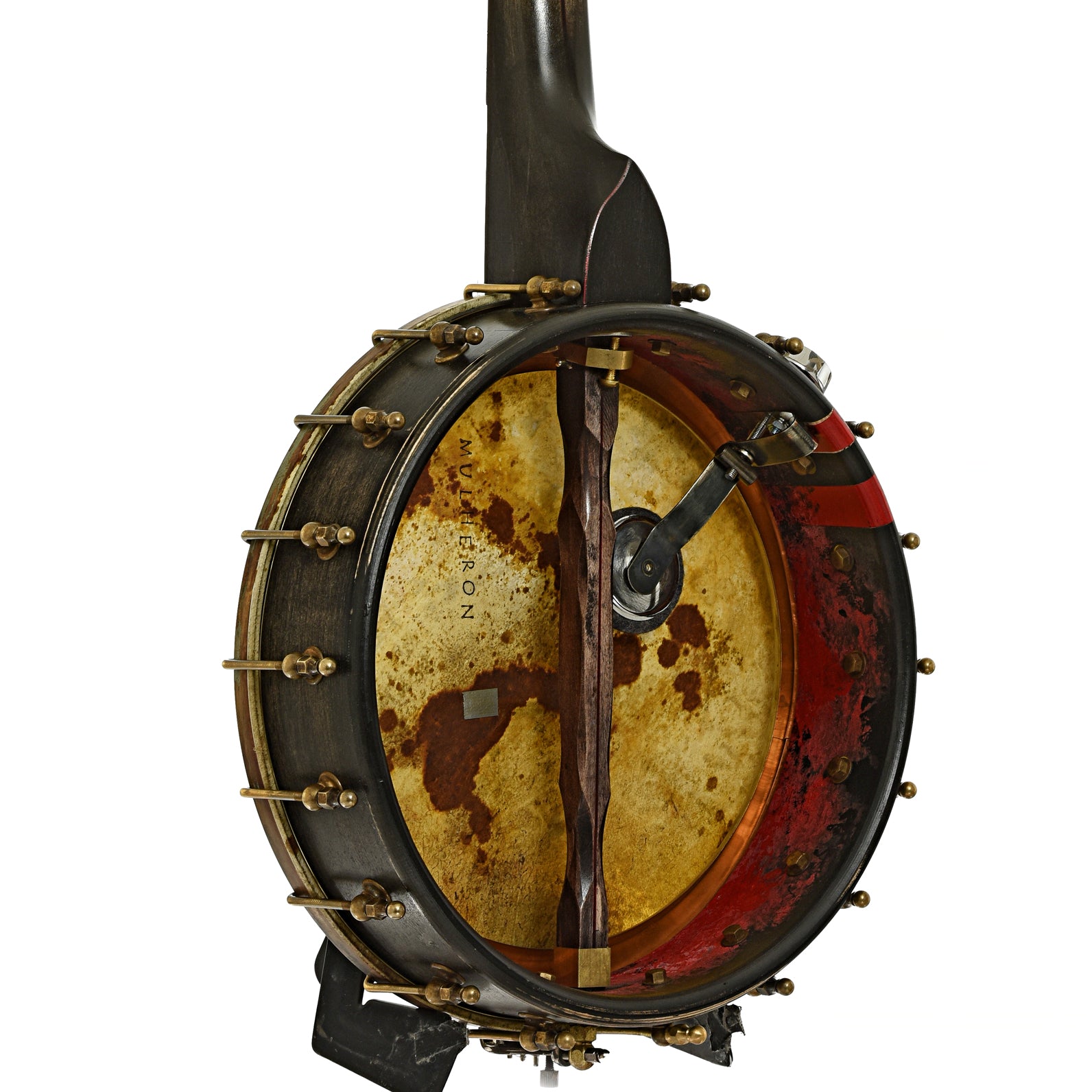 Back and side of Mulheron Little Red Rooster Custom Open Back Banjo 