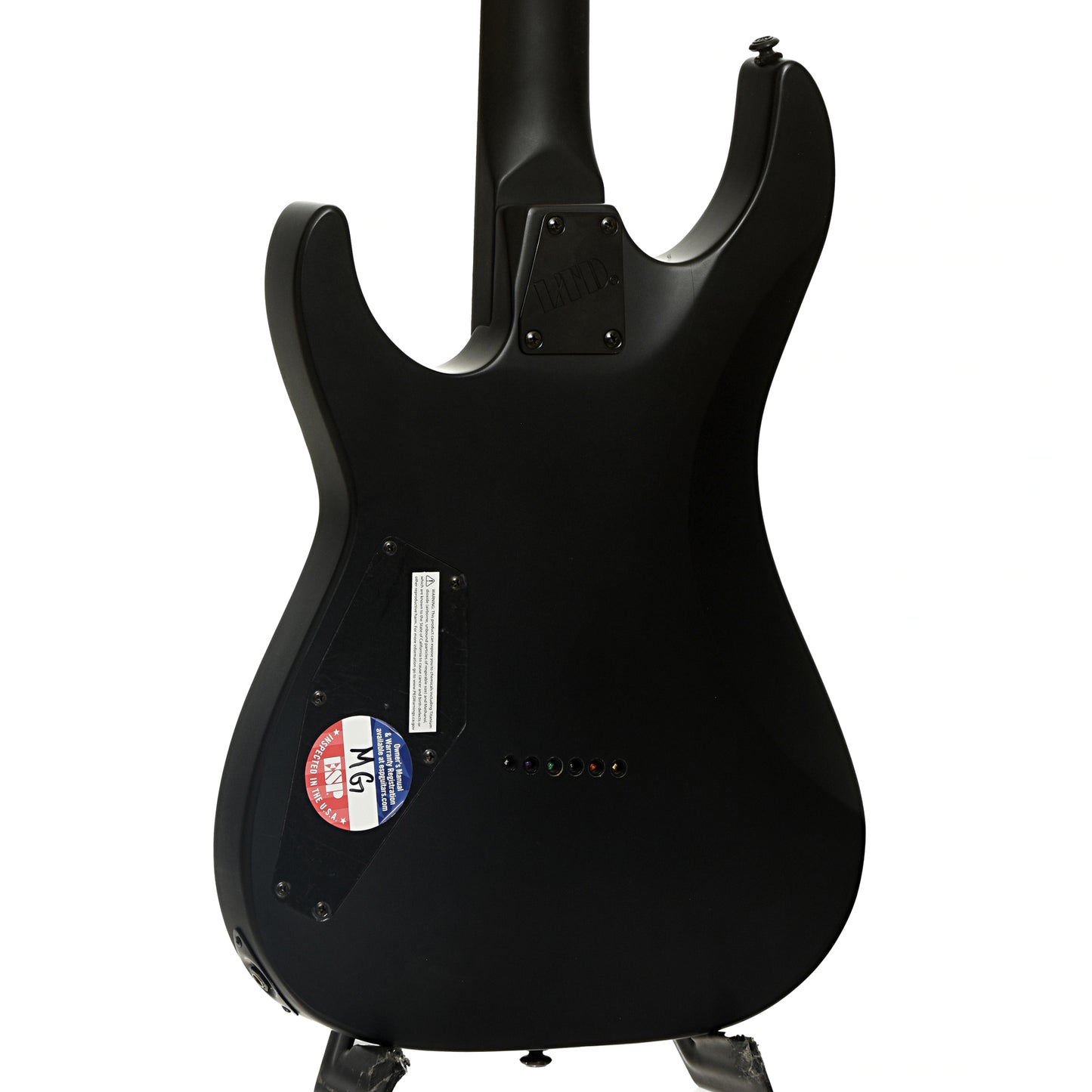 Back and side of ESP LTD M-201HT Electric Guitar, Black Satin