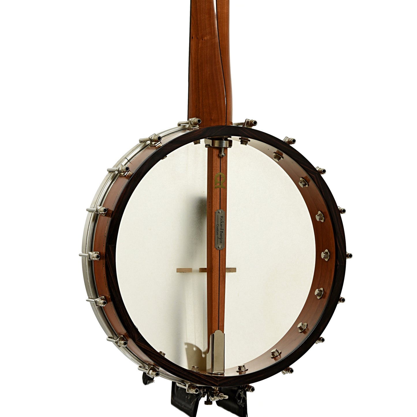 Back and side of Rickard Little Wonder Cherry 12" Custom Open Back Banjo 