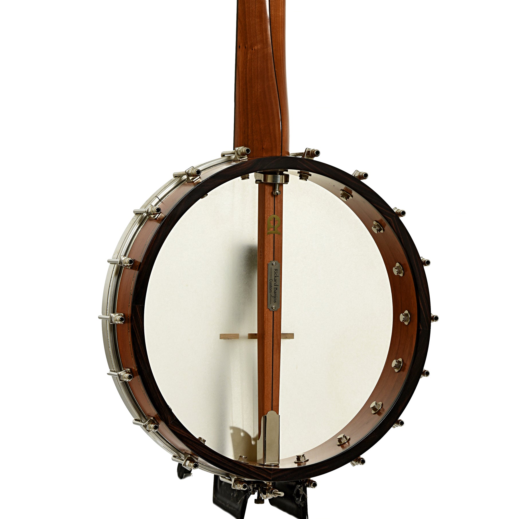 Back and side of Rickard Little Wonder Cherry 12" Custom Open Back Banjo 