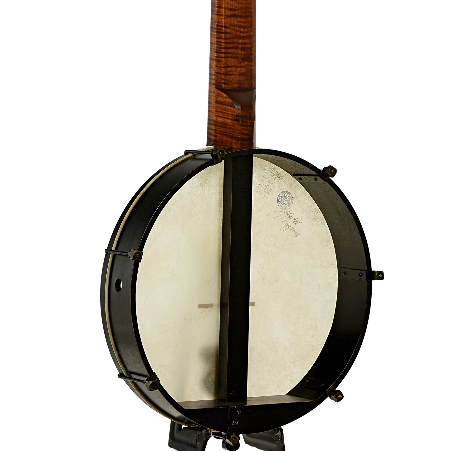 Back and side of James Hartel Joel Sweeney Fretless Minstrel Banjo 