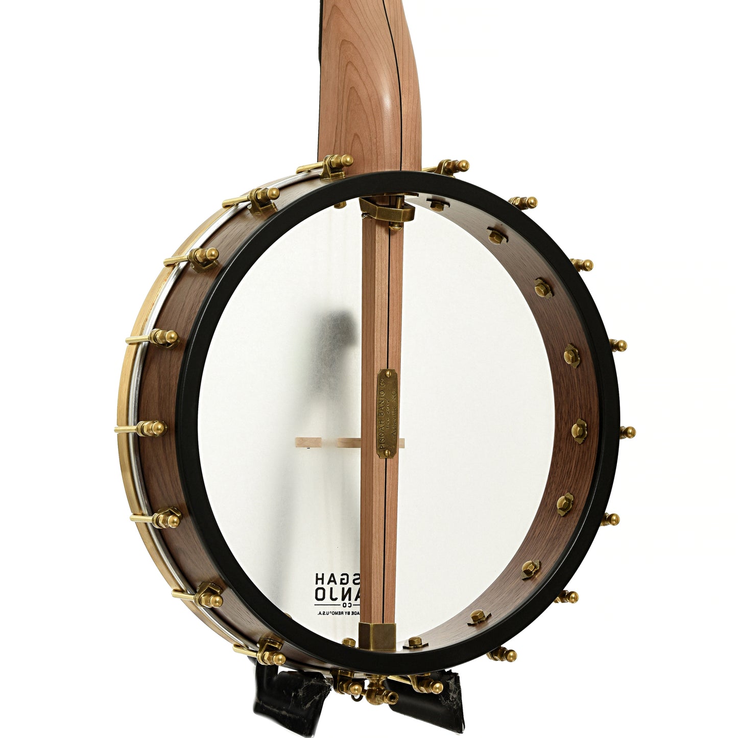 Back and side of Pisgah Roscoe 12" Lefthanded Openback Banjo 