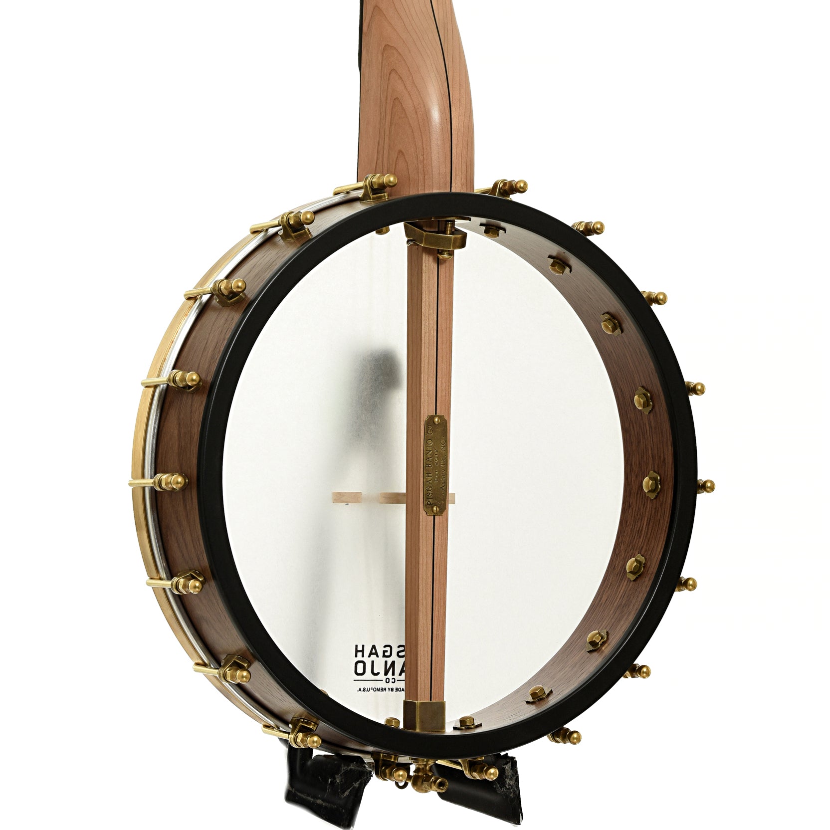 Back and side of Pisgah Roscoe 12" Lefthanded Openback Banjo 
