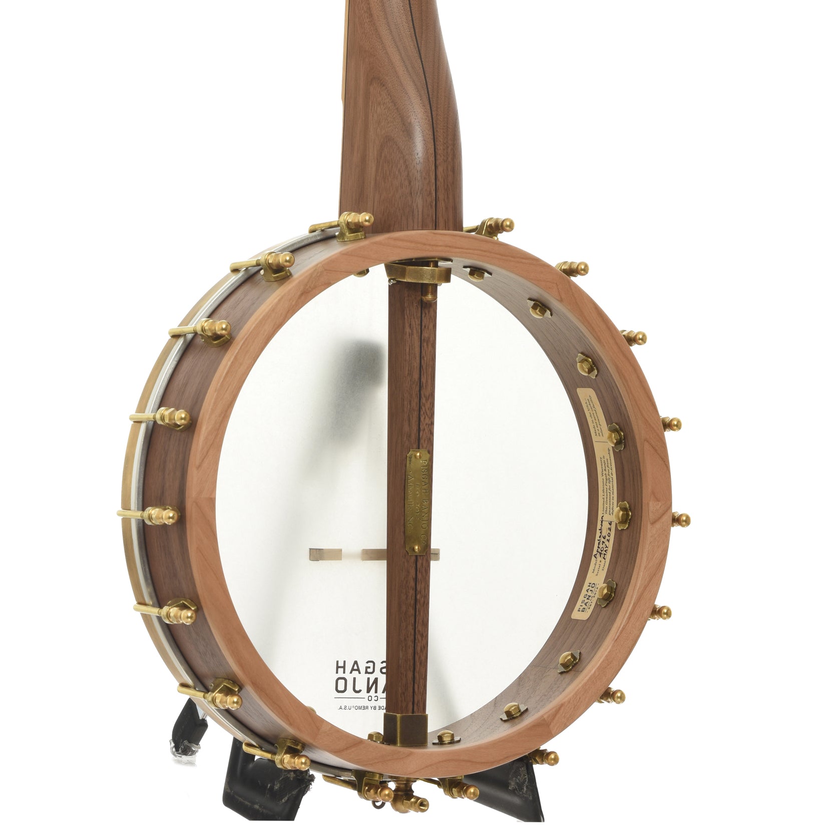 Back and side of Pisgah Appalachian 11in Short Scale Openback Banjo