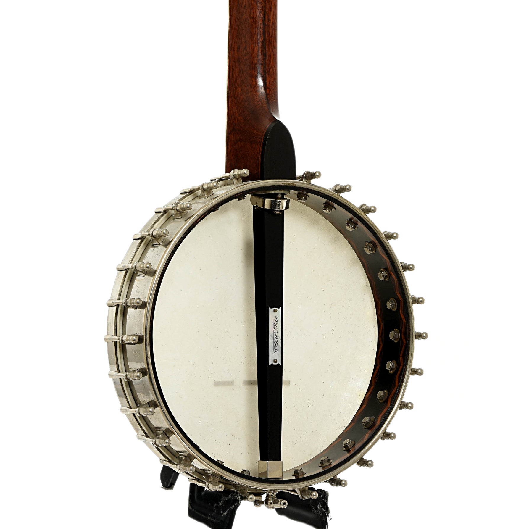 Back and side of Fairbanks / Unger Conversion Open Back banjo