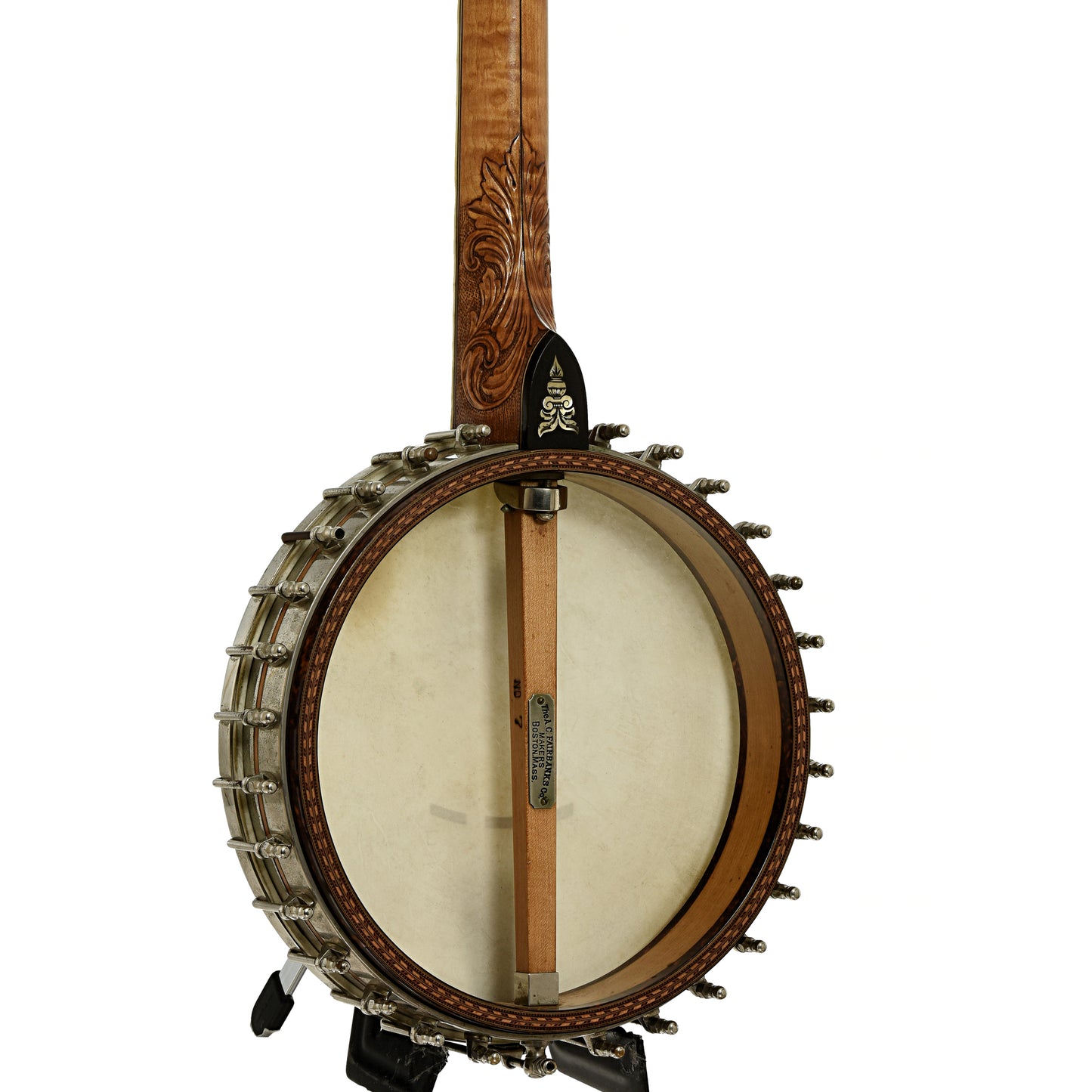 Back and side of Fairbanks Whyte Laydie No.7 Open Back Banjo