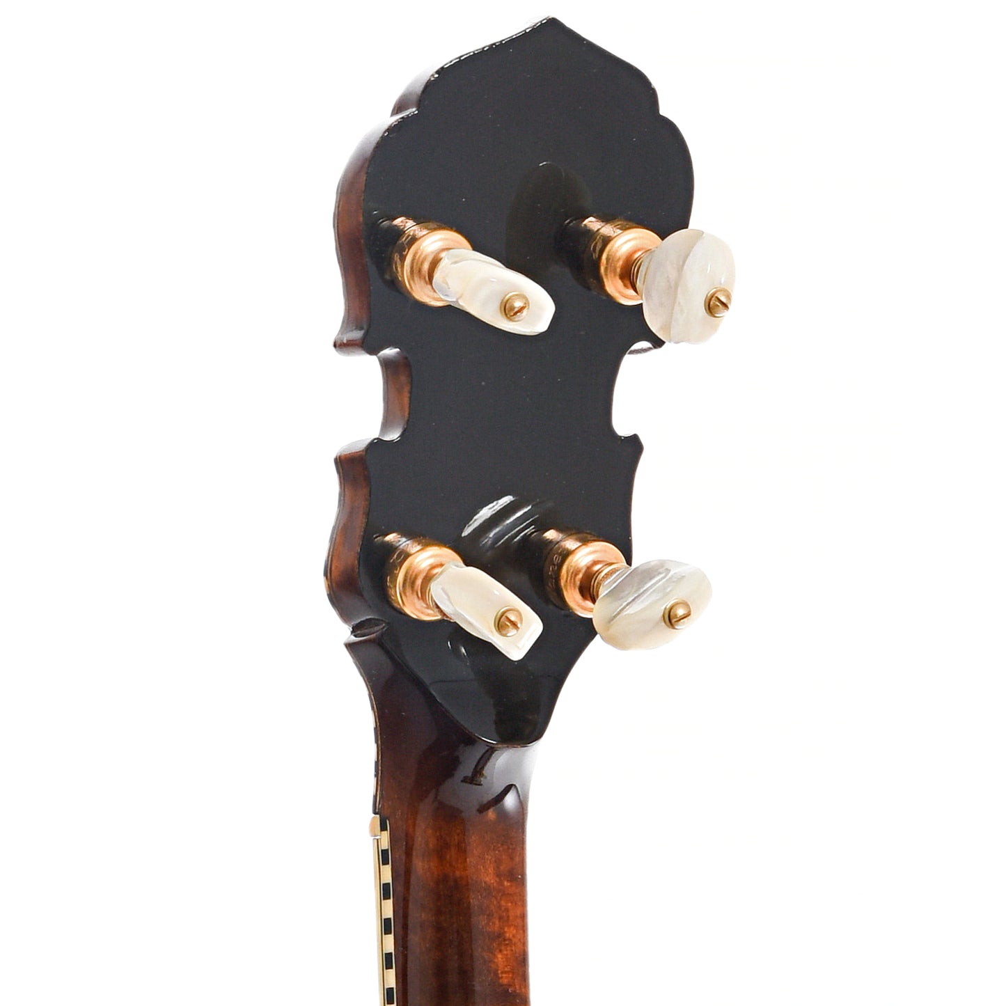 Back headstock of Gibson TB-6 Checkerboard Conversion Resonator Banjo (1928)