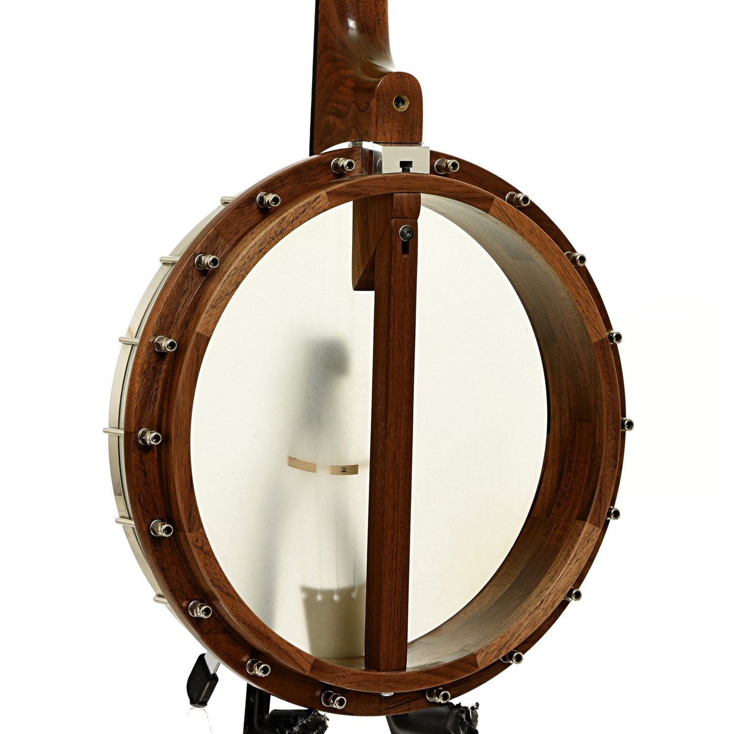 Back and side of Nechville Atlas 12" Walnut Open Back Banjo