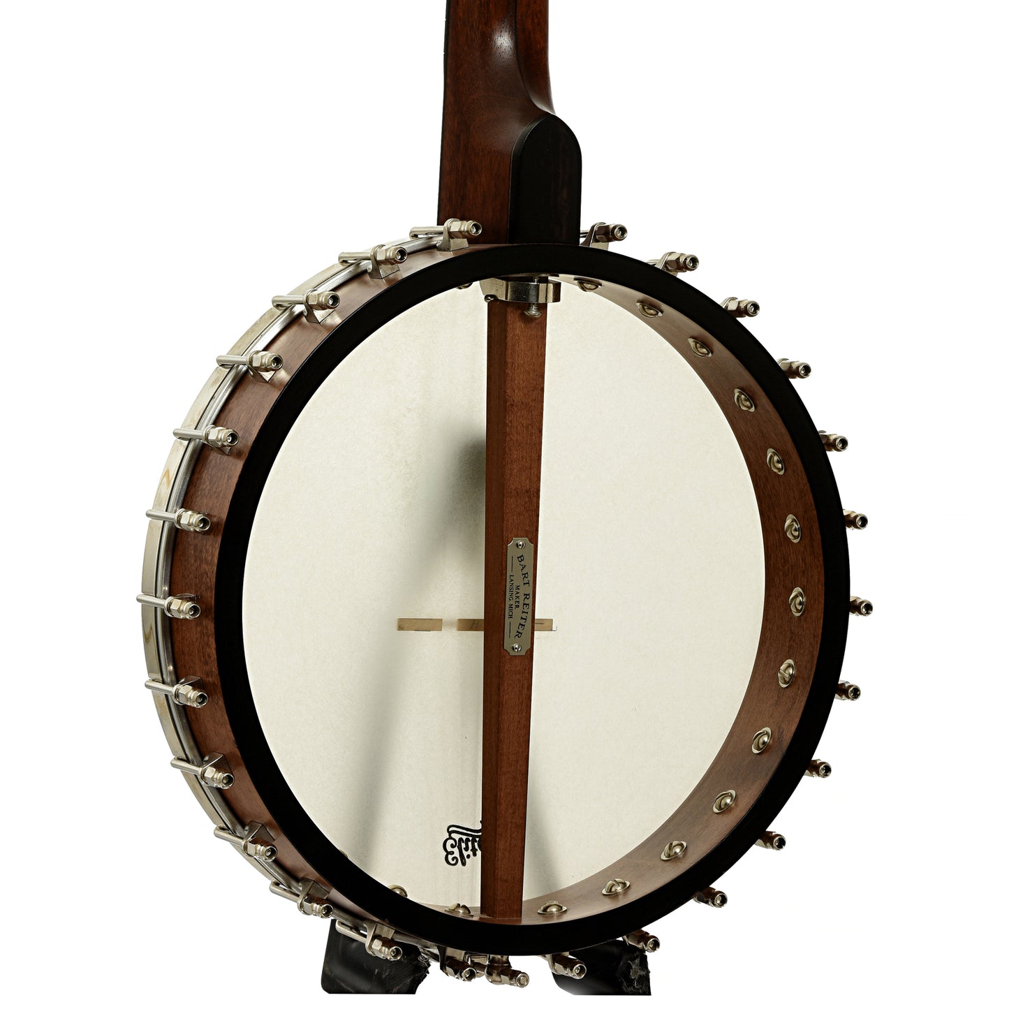 Back and side of Bart Reiter Round Peak 12" Open Back Banjo