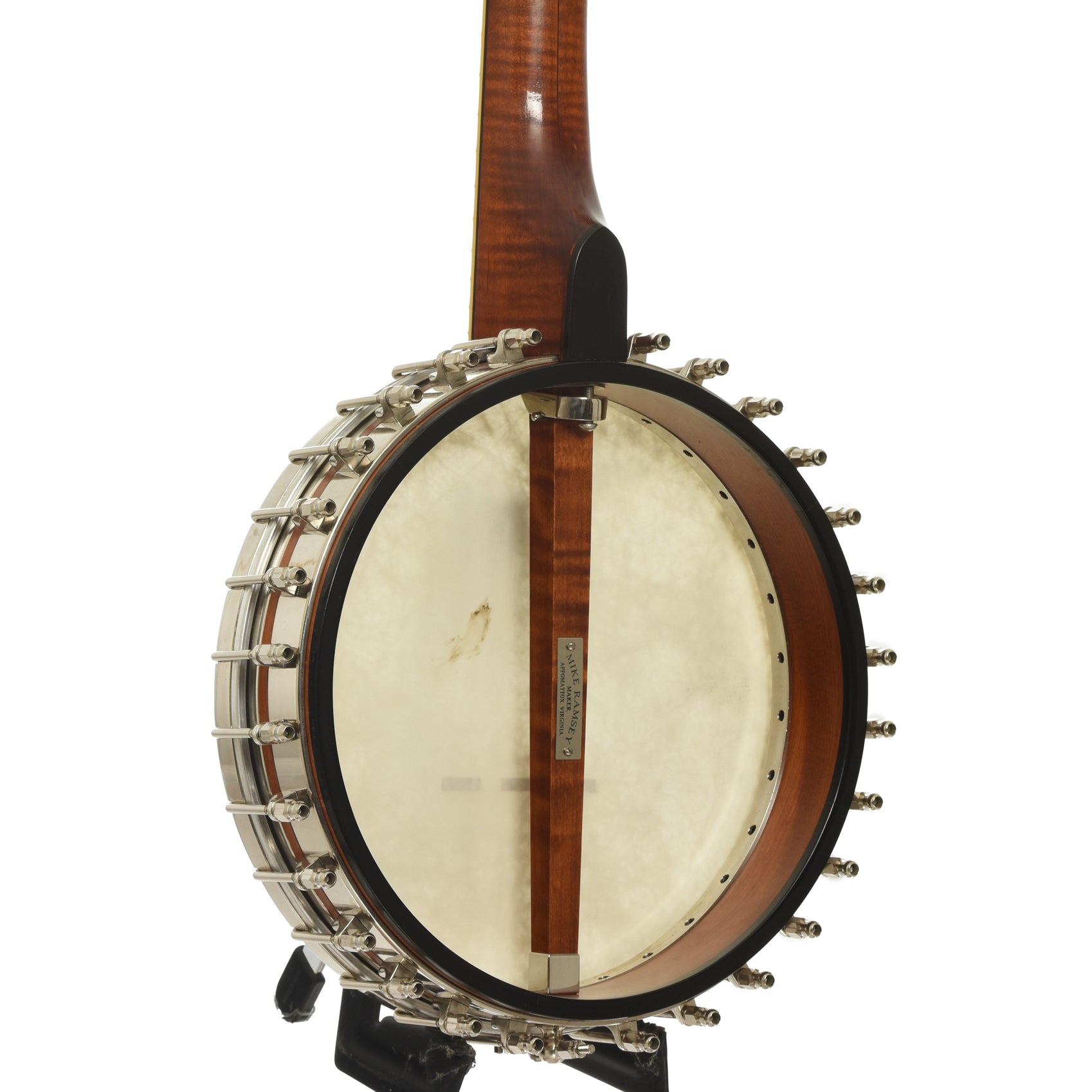 back and side of Mike Ramsey Tubaphone No.3 Open Back Banjo