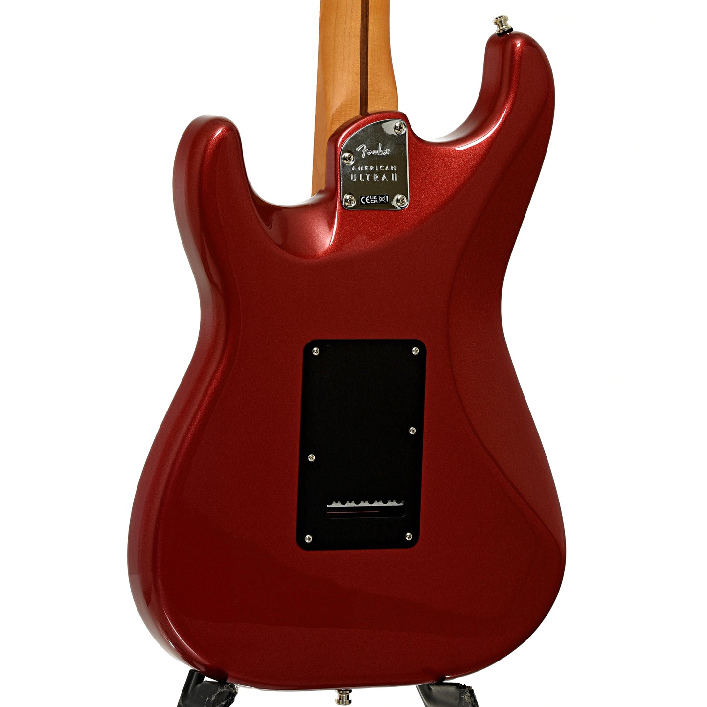 Back and side of Fender American Ultra II Stratocaster Electric Guitar & Case, Sinister Red