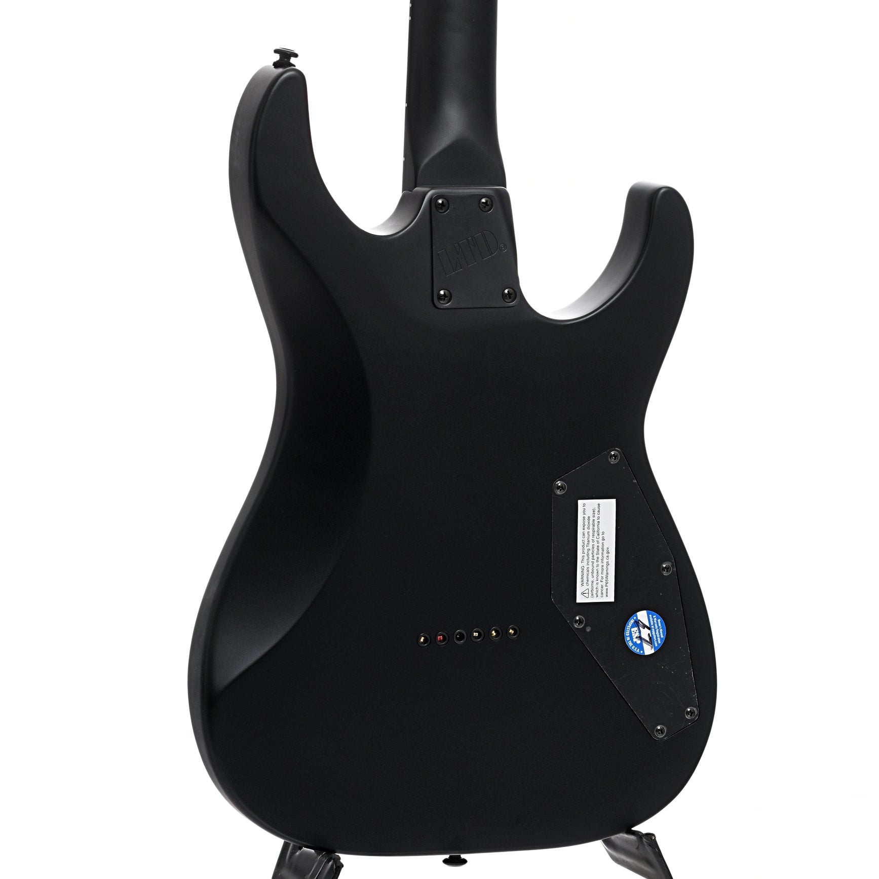 Back and side of ESP LTD Left Handed M-201HT Electric Guitar, Black Satin