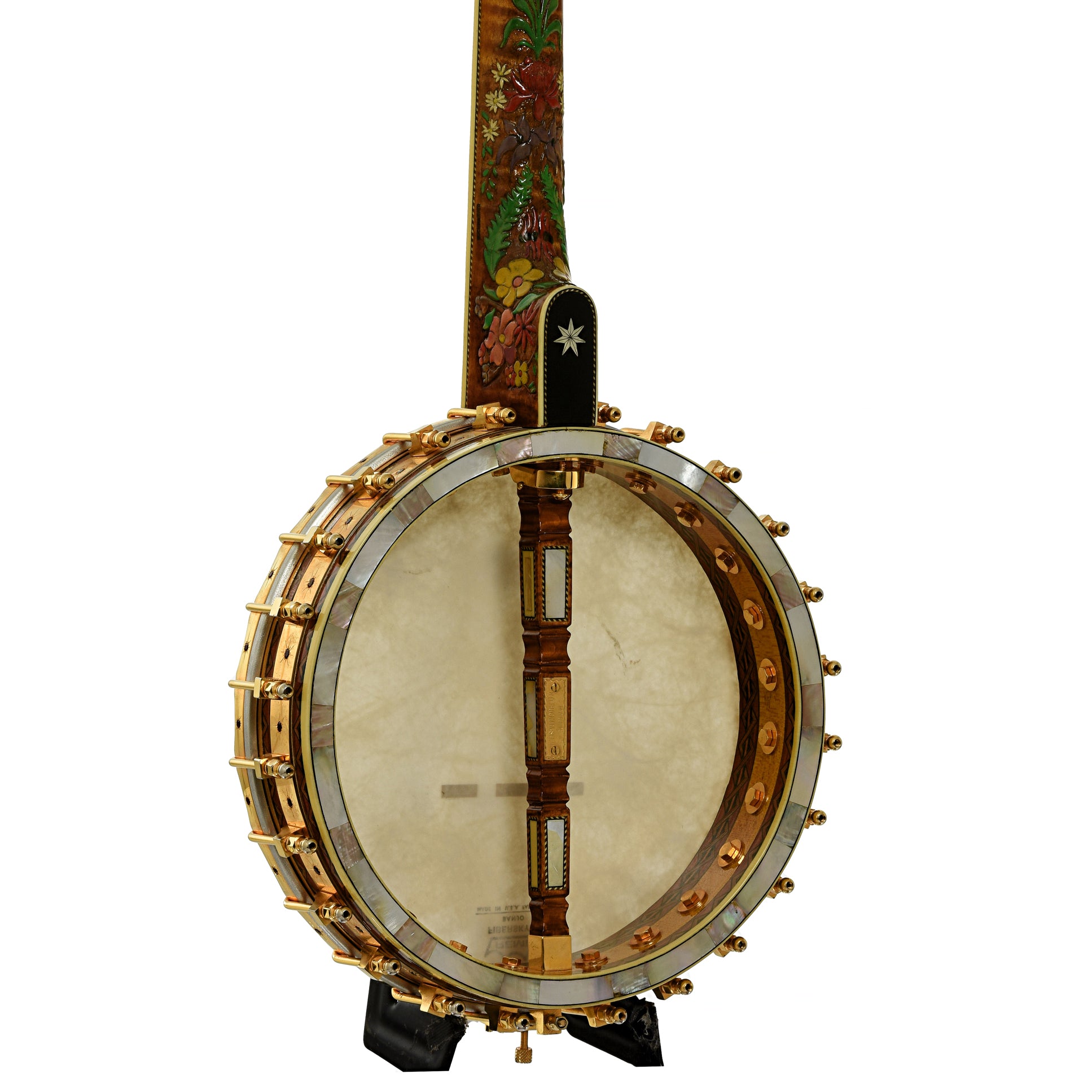 Back and side of R.O. Buckmaster Deluxe Open Back Banjo