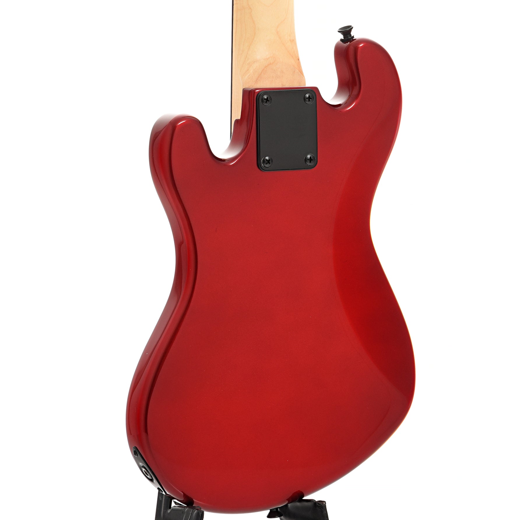 Back and side of Kala Solid Body U-Bass, Candy Apple Red