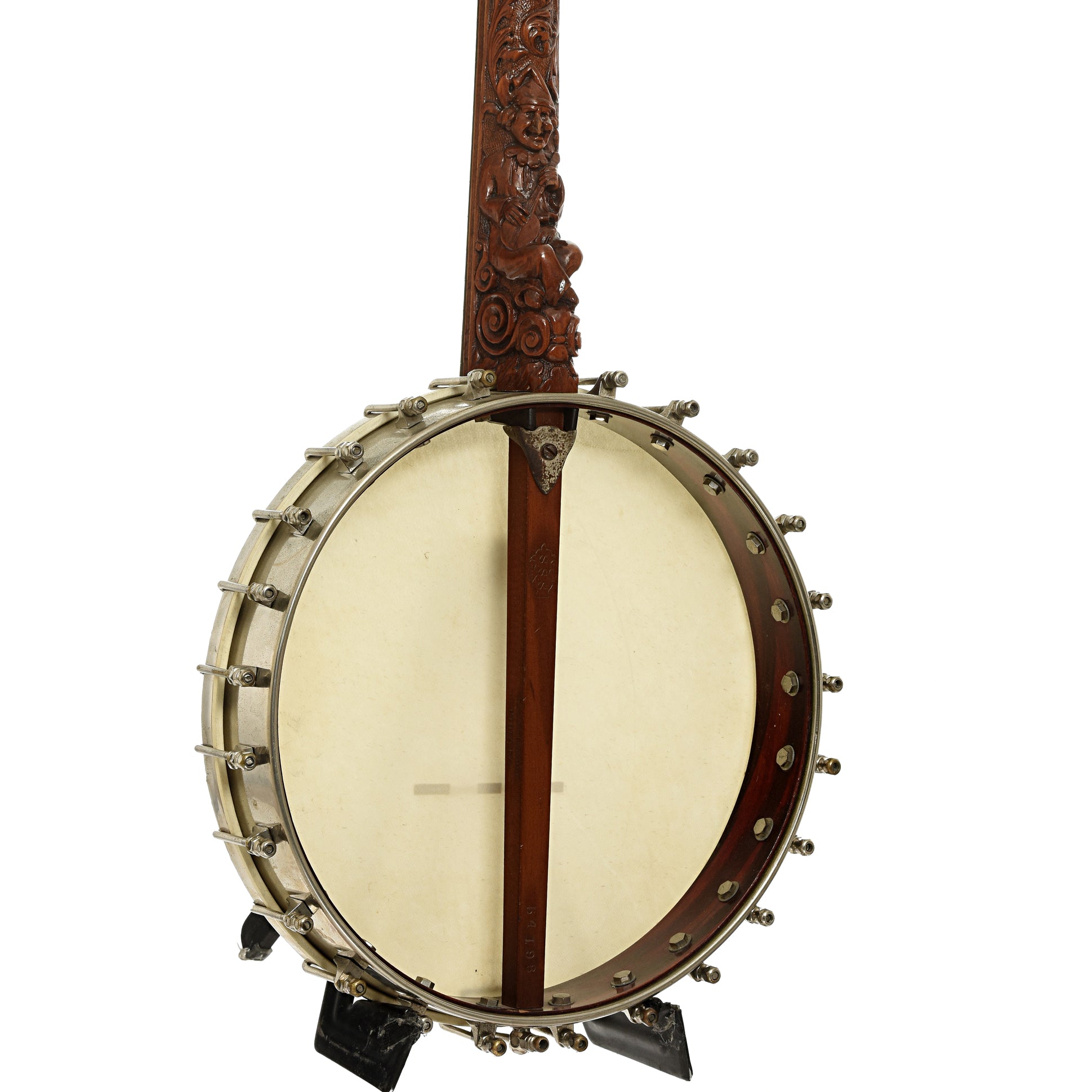 Back and side of S.S. Stewart Gnome Open Back Banjo 