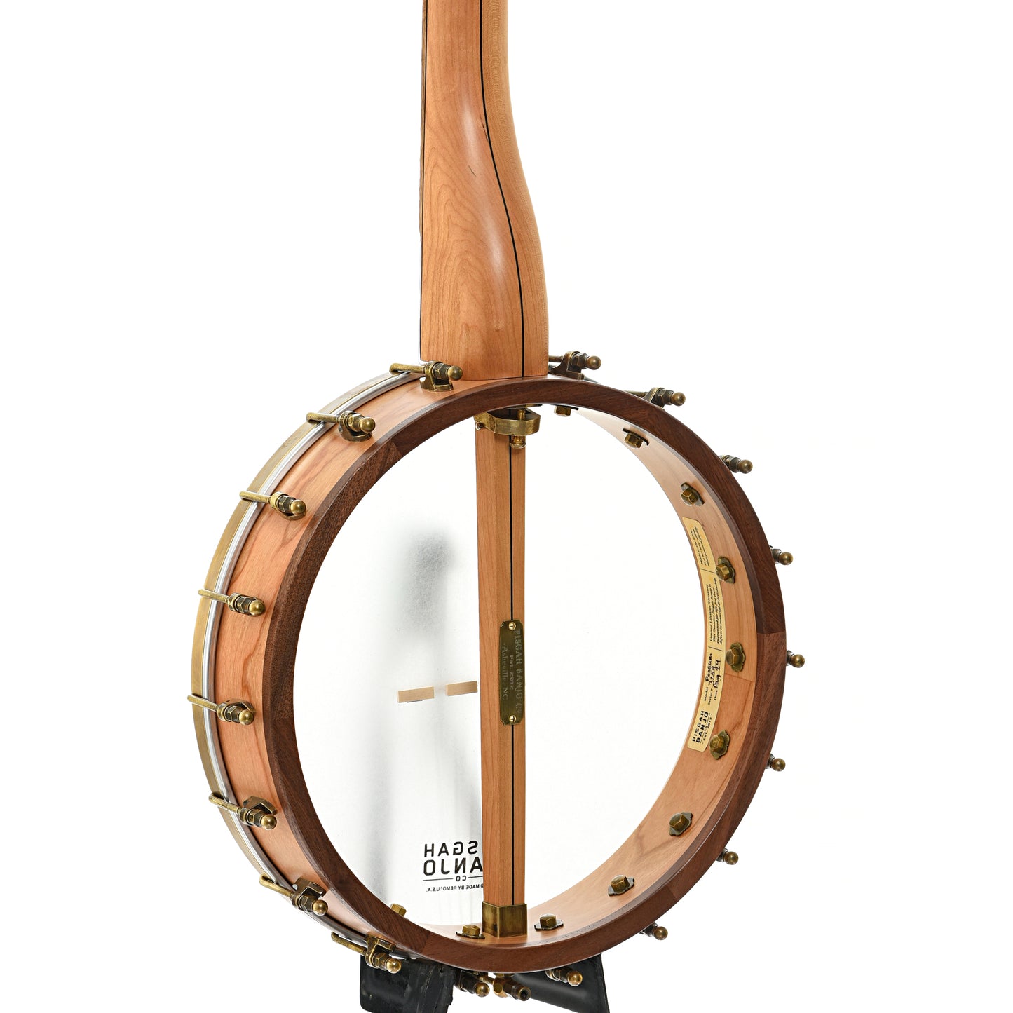 Back and side of Pisgah Banjo Co. 12" Cherry Possum Openback Banjo, Short Scale 