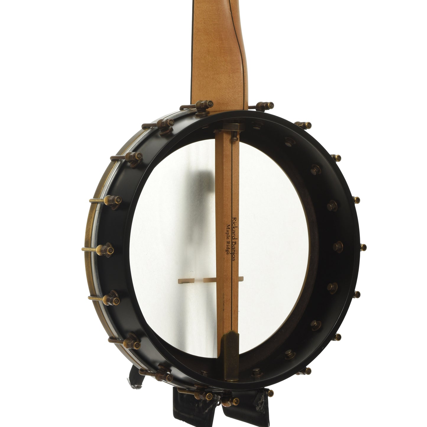 Back and side of Rickard Maple Ridge 11 in. Openback Banjo 