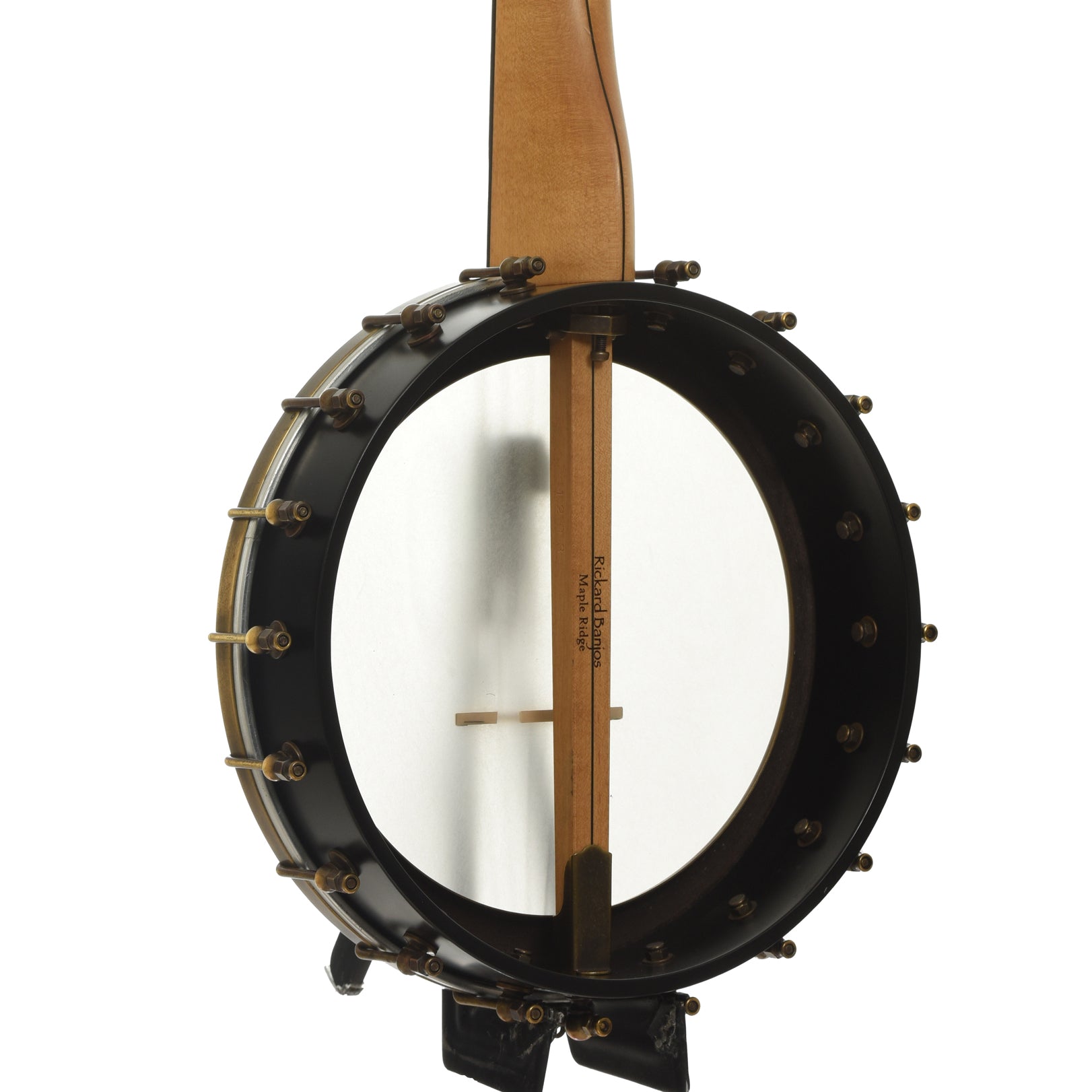 Back and side of Rickard Maple Ridge 11 in. Openback Banjo 