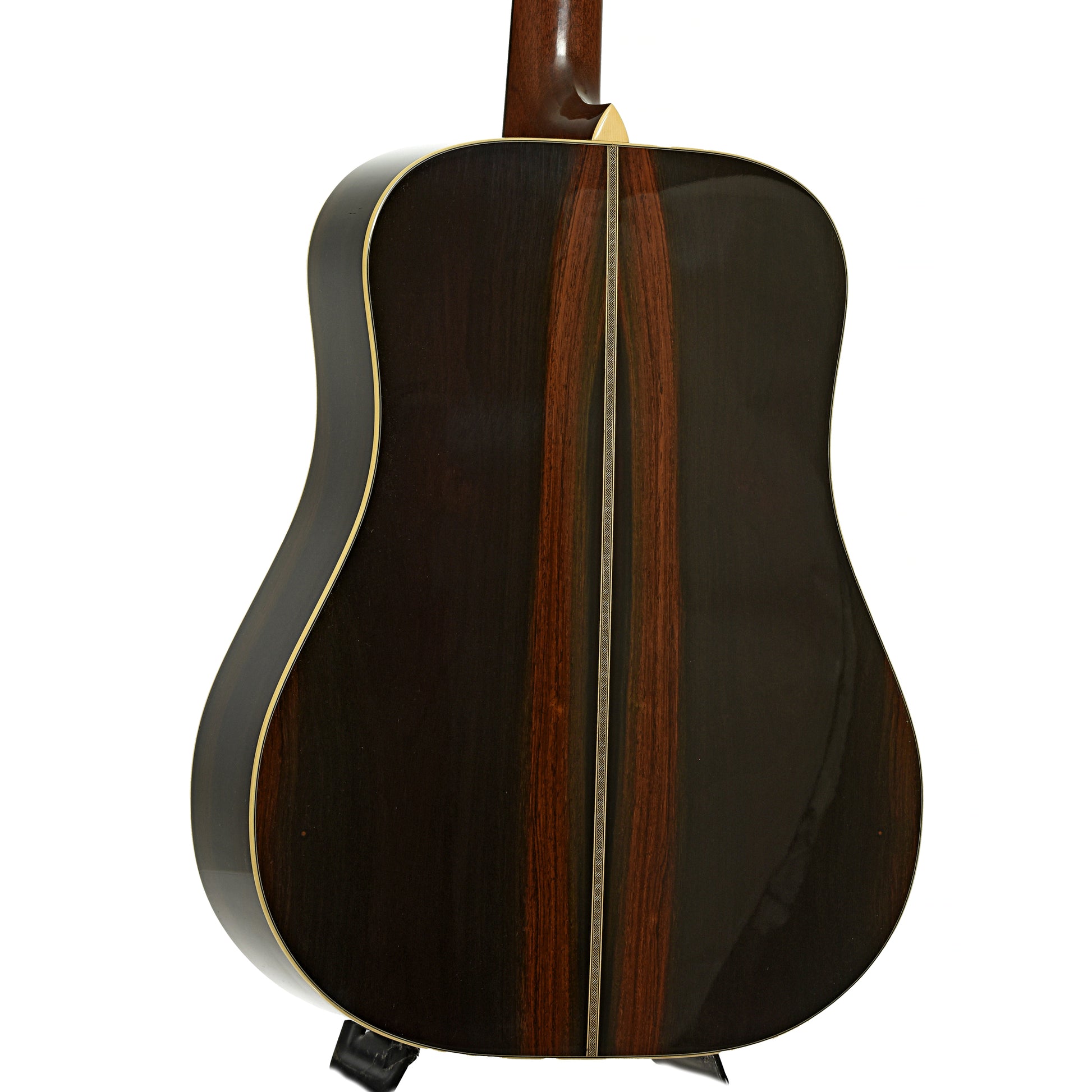 Back and side of Pre-War Guitars Co. Herringbone Brazilian Rosewood Dreadnought Acoustic Guitar, Level 1 Aging 