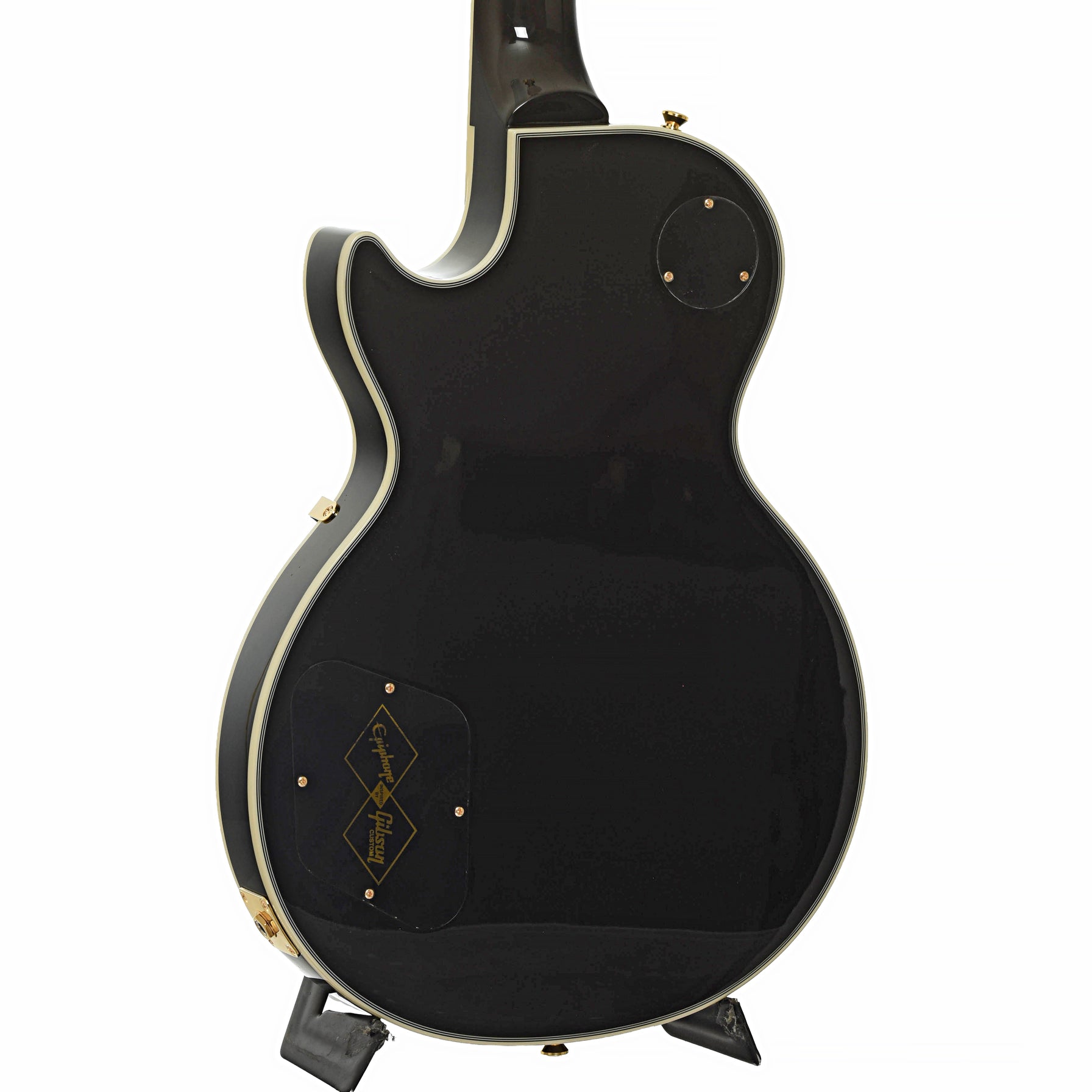 Back and side of Epiphone IGC Les Paul Custom Electric Guitar & Case, Ebony