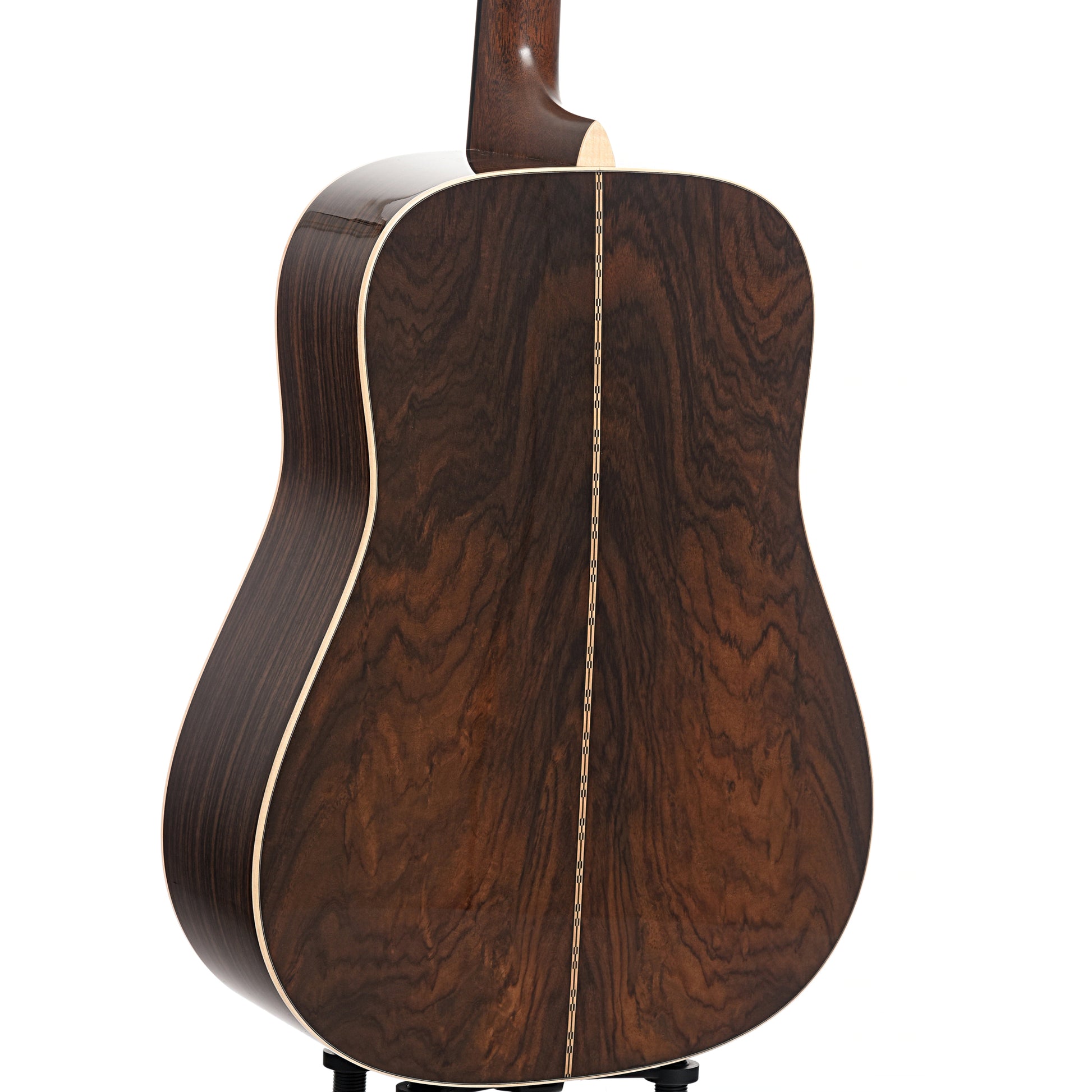 Back and side of Martin Custom Herringbone Sunburst 28-Style Dreadnought Guitar & Case, Wild Grain Rosewood & Adirondack Spruce