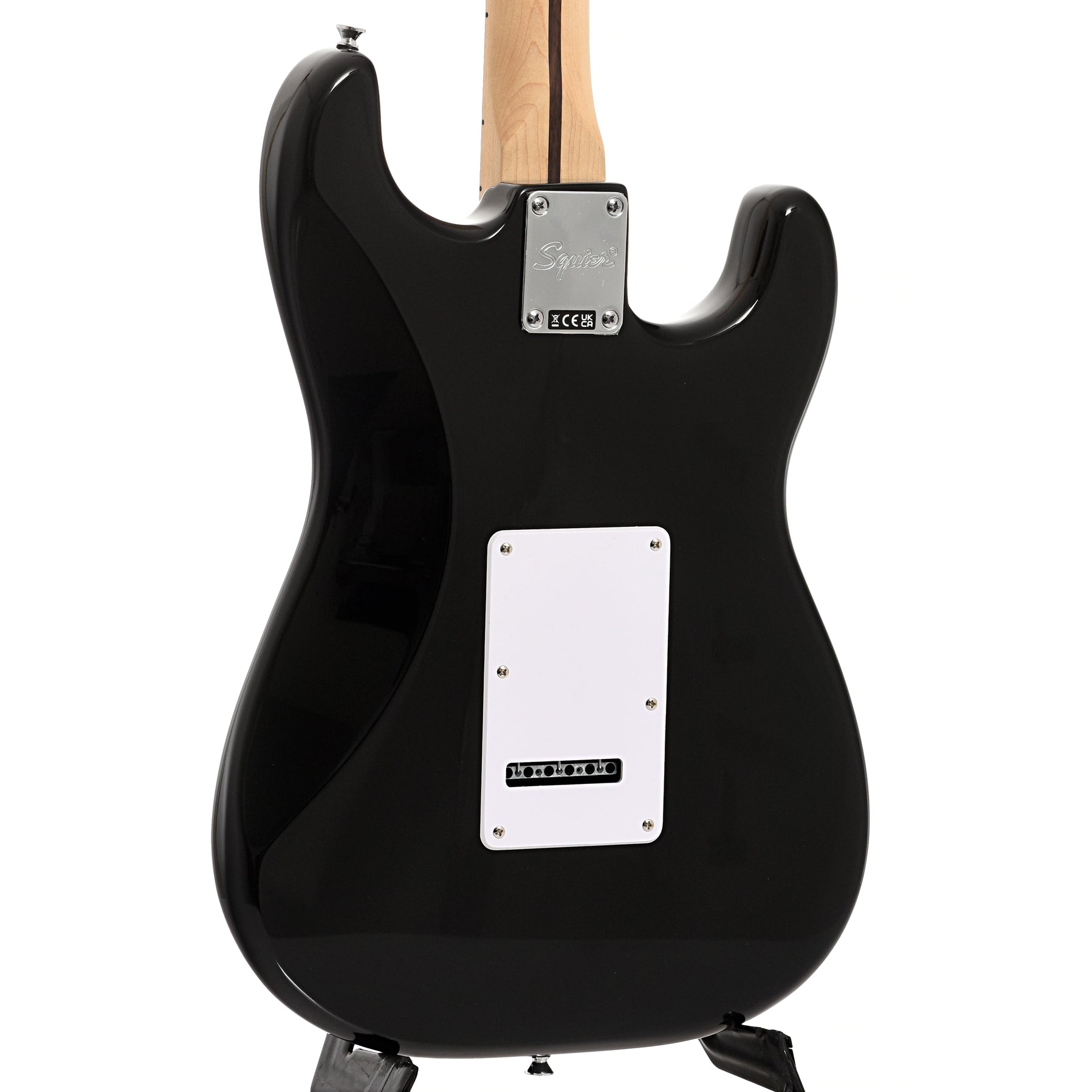 Back and side of Squier Sonic Stratocaster, Left Handed, Black