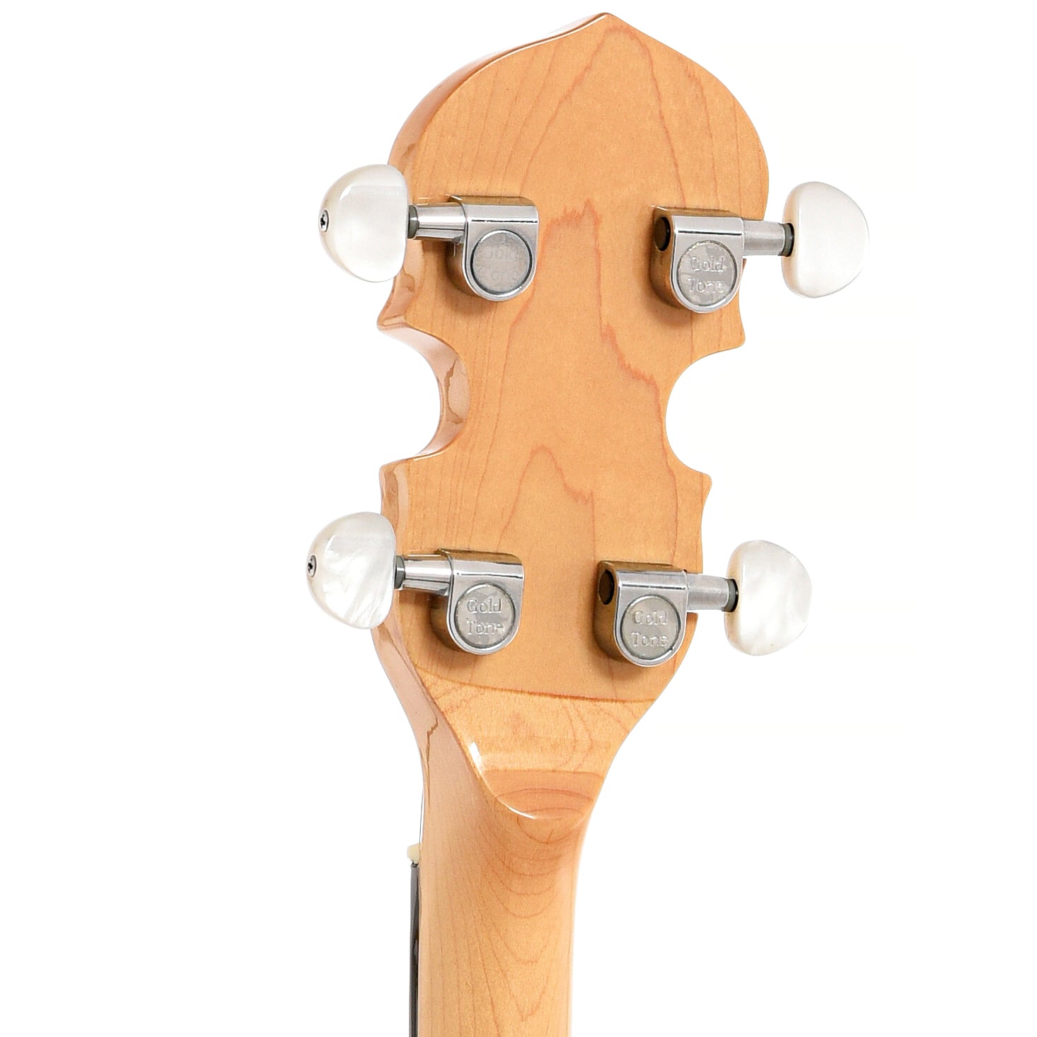 Back headstock of Gold Tone CC Plectrum Banjo