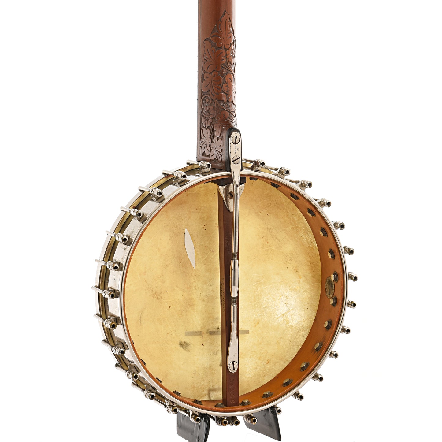 Back and side of S.S. Stewart Special Thoroughbred Open Back Banjo (c.1890)