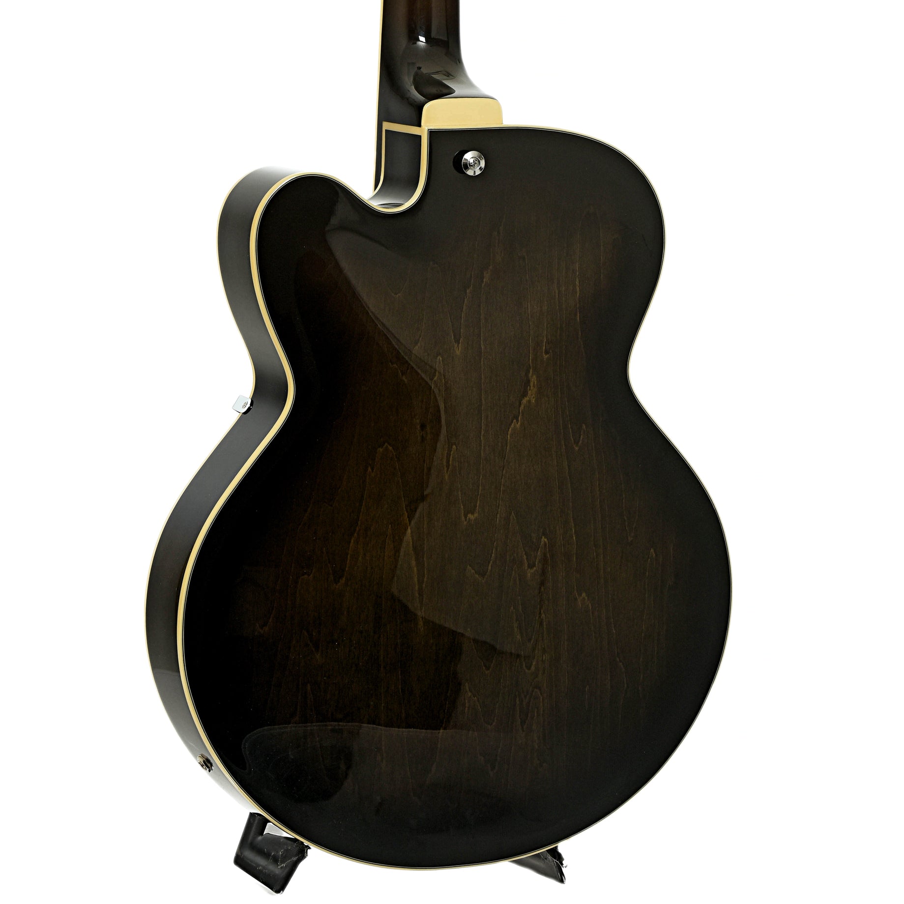 Back and side of Ibanez Artcore AFB200 Hollowbody Electric Bass Guitar, Transparent Black Sunburst
