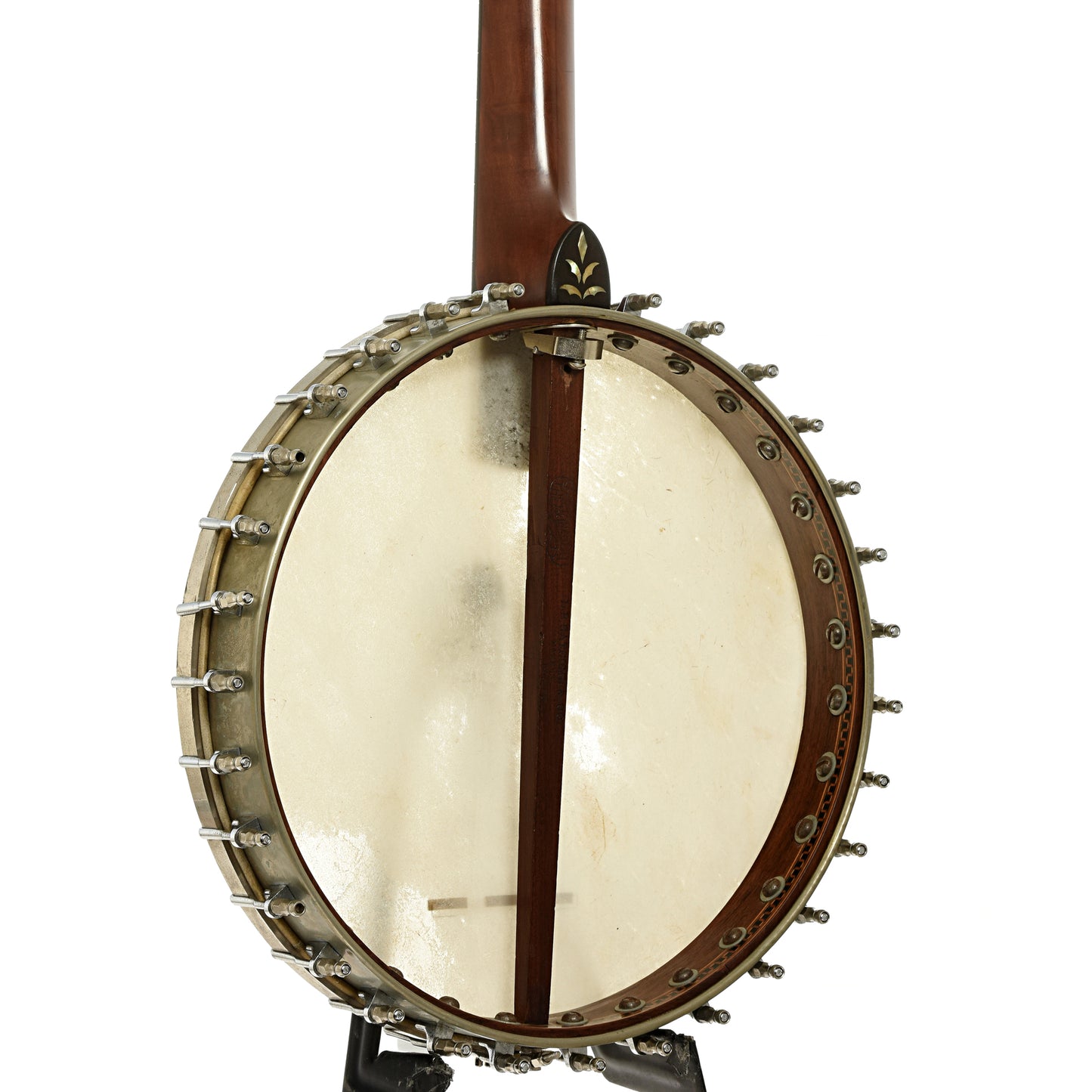 Back and side of L.B. Gatcomb The Monarch Open Back Banjo