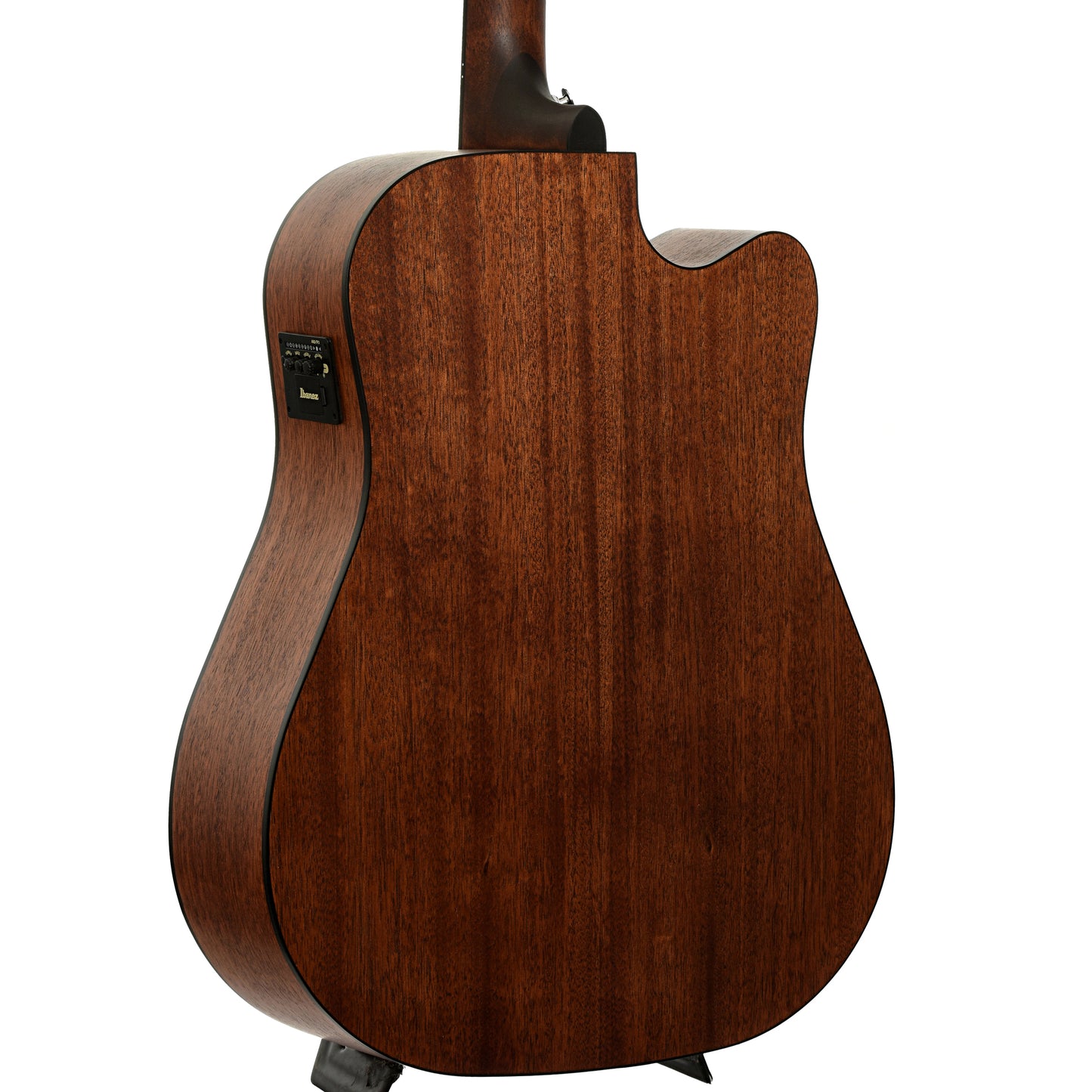 Back and side of Ibanez AW54LCE Artwood Left-Handed Dreadnought Acoustic-Electric, Open Pore Natural