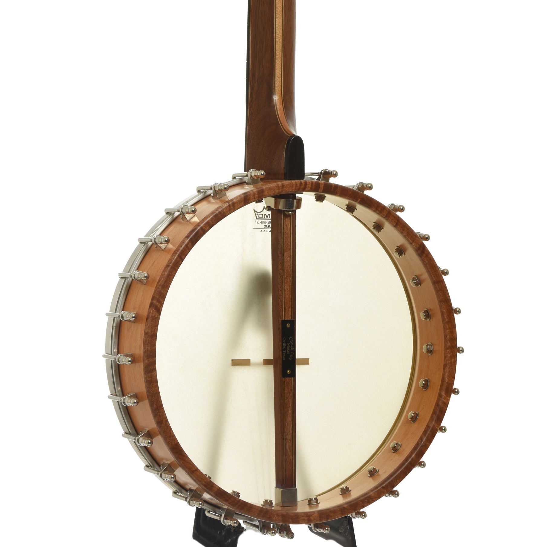Back and side of Chuck Lee Prairieville 12" Open Back Banjo  