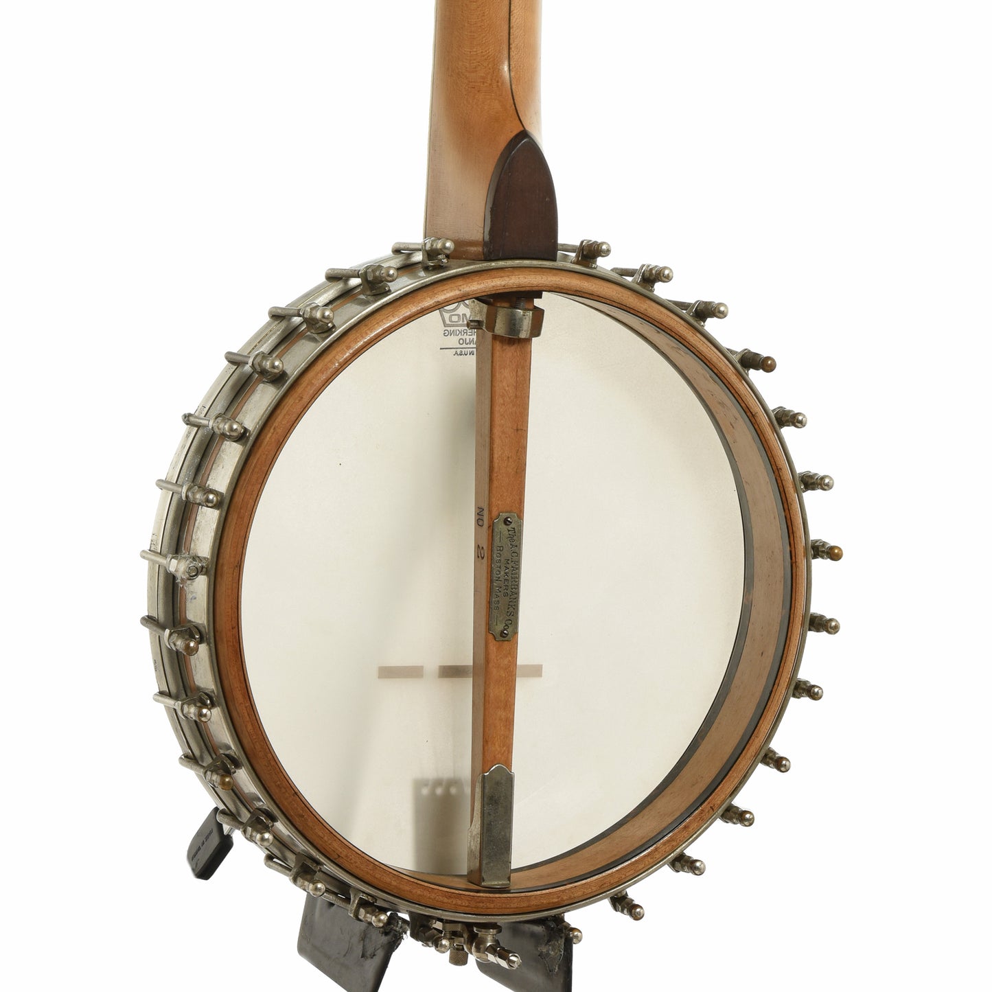Back and side of A.C. Fairbanks Whyte Laydie No.2 Openback Banjo
